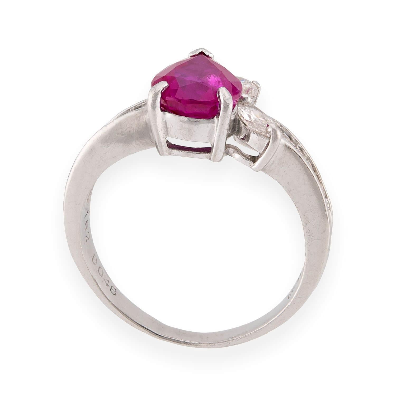 Estate Platinum GIA Ruby & Diamond Ring