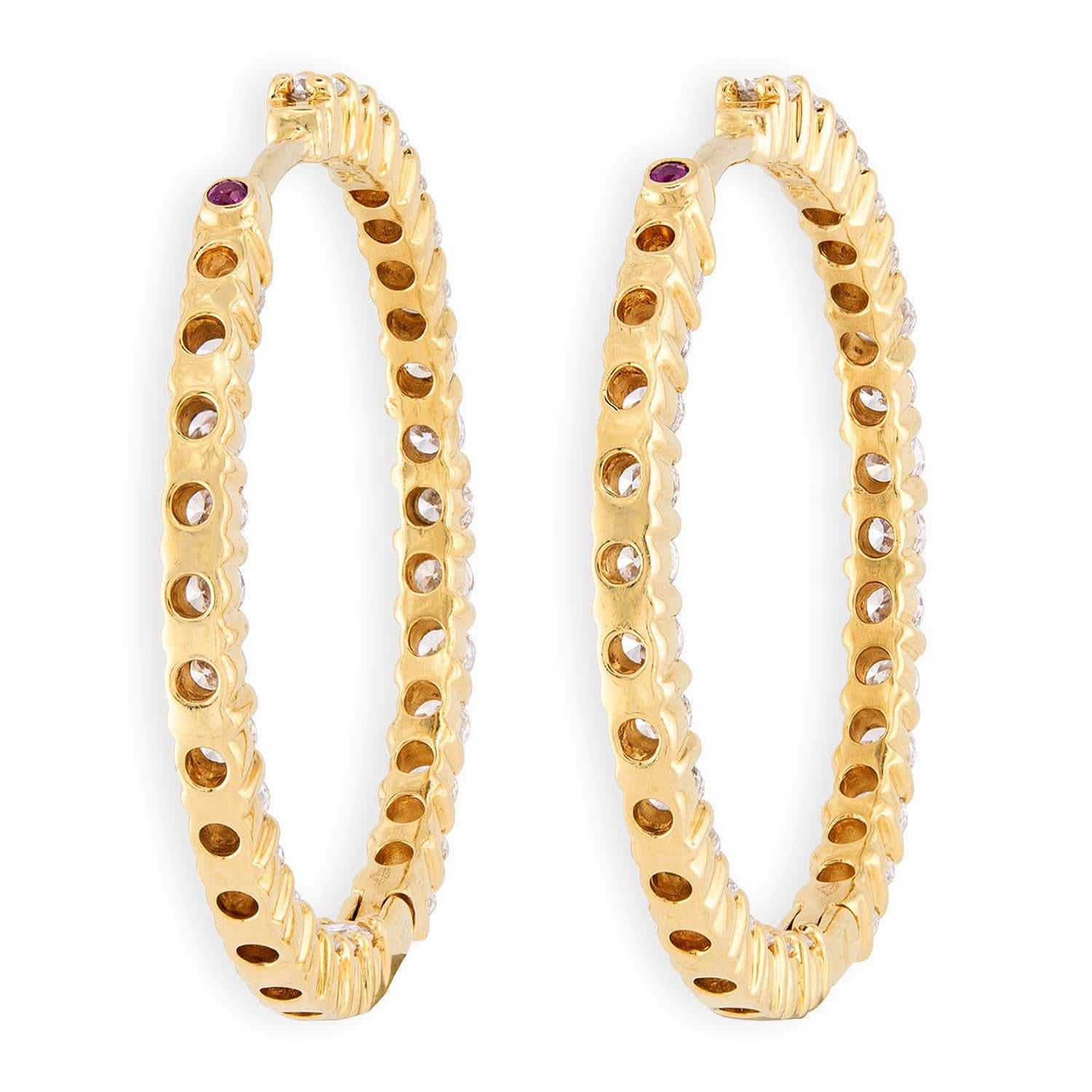 ROBERTO COIN Estate Italian 18k Diamond "Inside-Out" Hoop Earrings