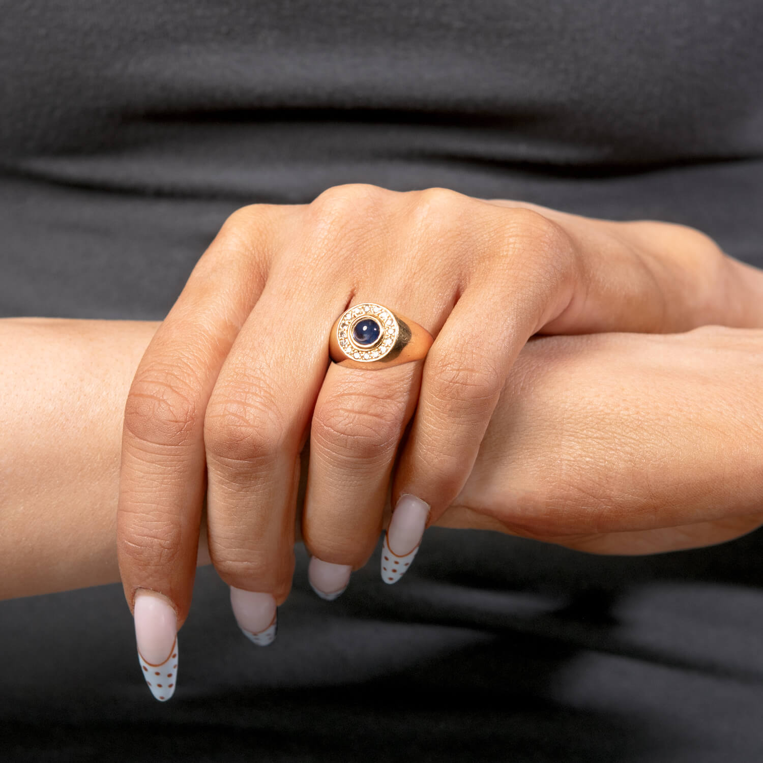 Estate 14k Sapphire & Diamond Halo Ring