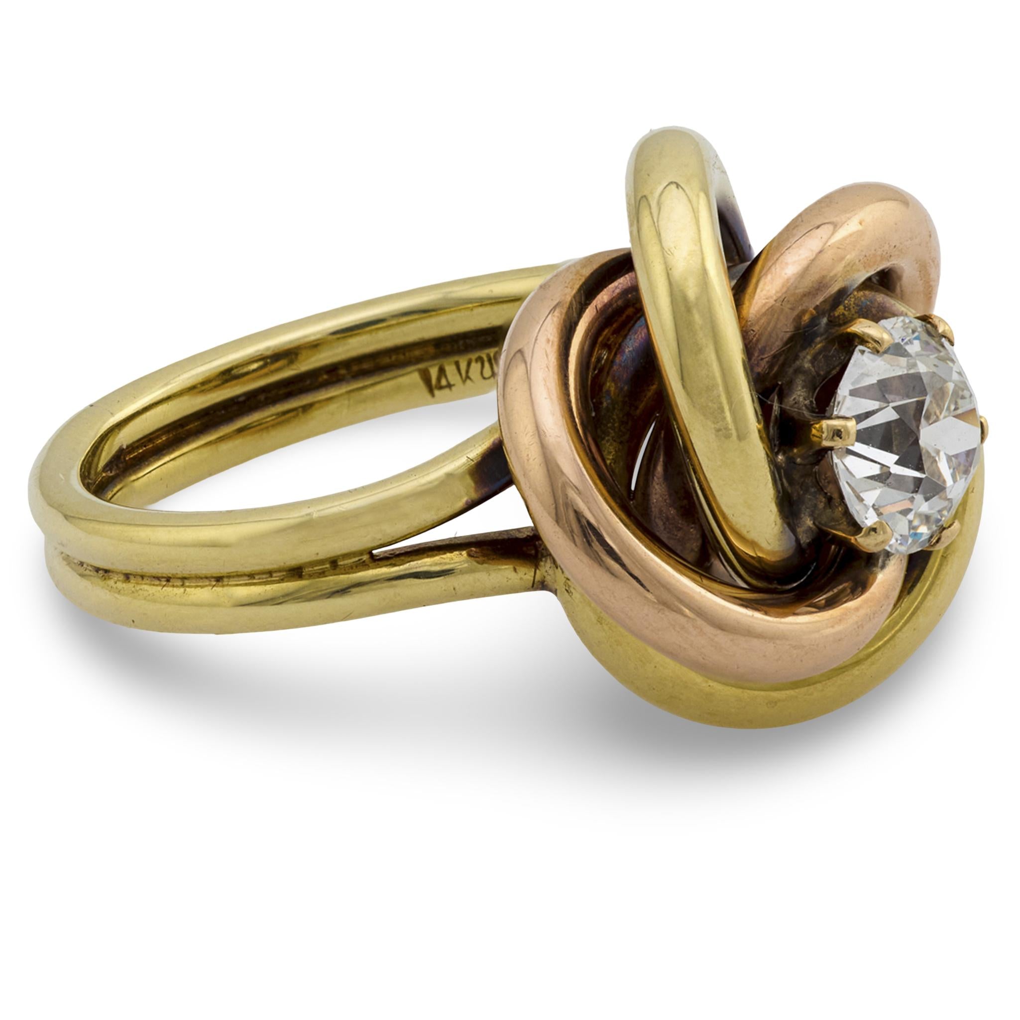SLOAN & CO. Art Deco 14k Diamond Knot-Motif Ring