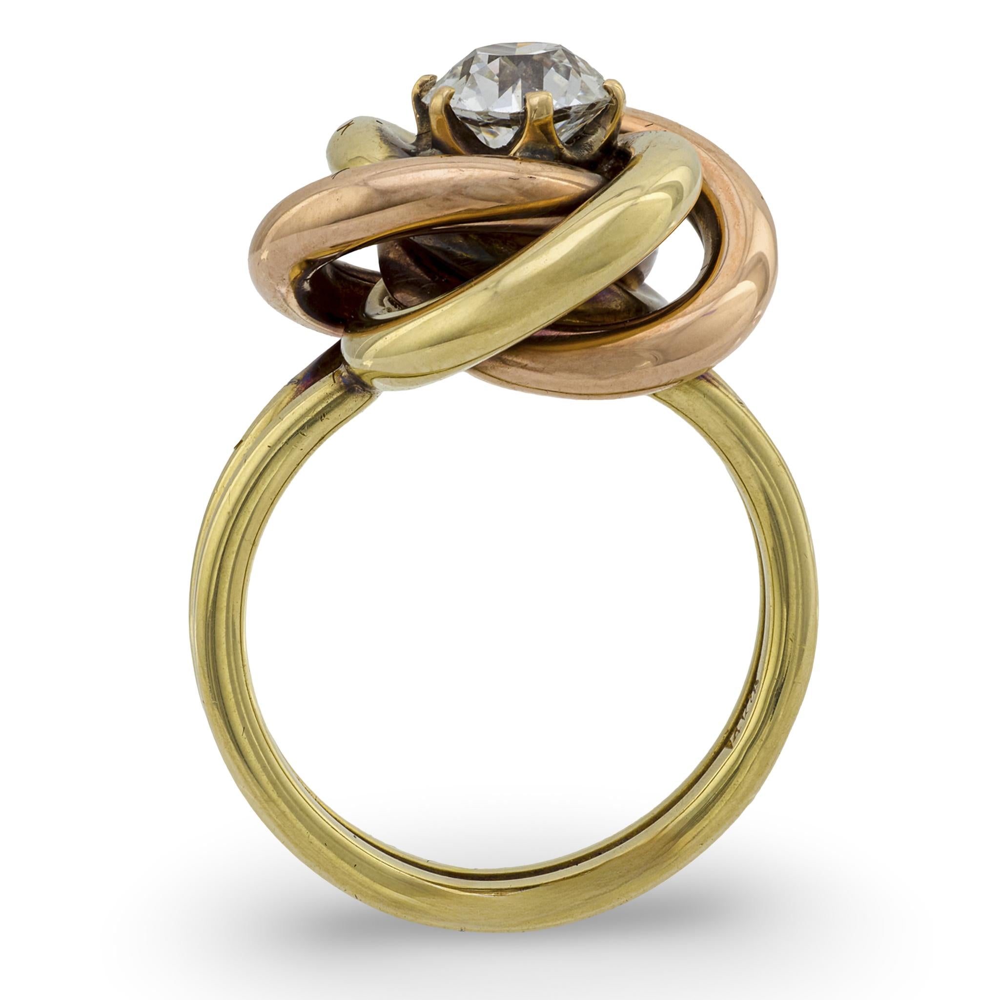 SLOAN & CO. Art Deco 14k Diamond Knot-Motif Ring