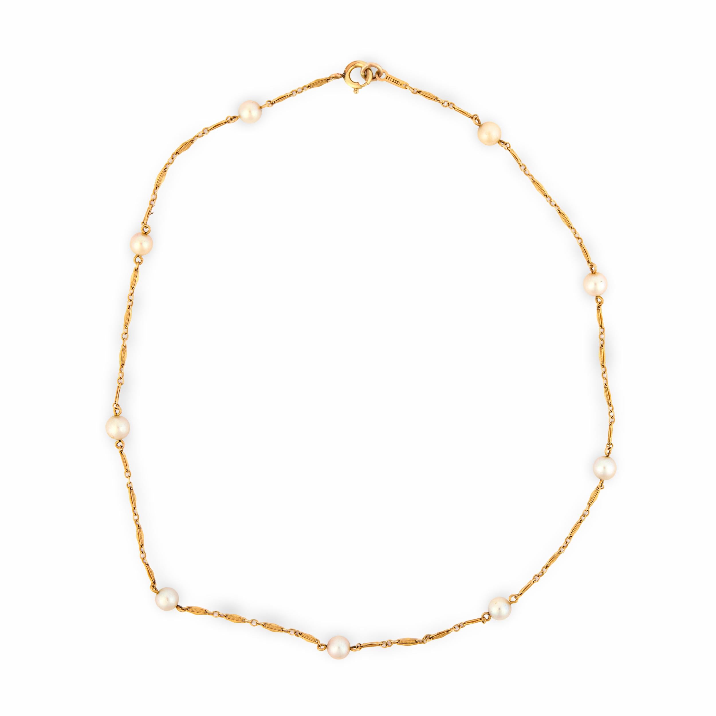 MAISON BIRKS Art Deco 14k Pearl Necklace