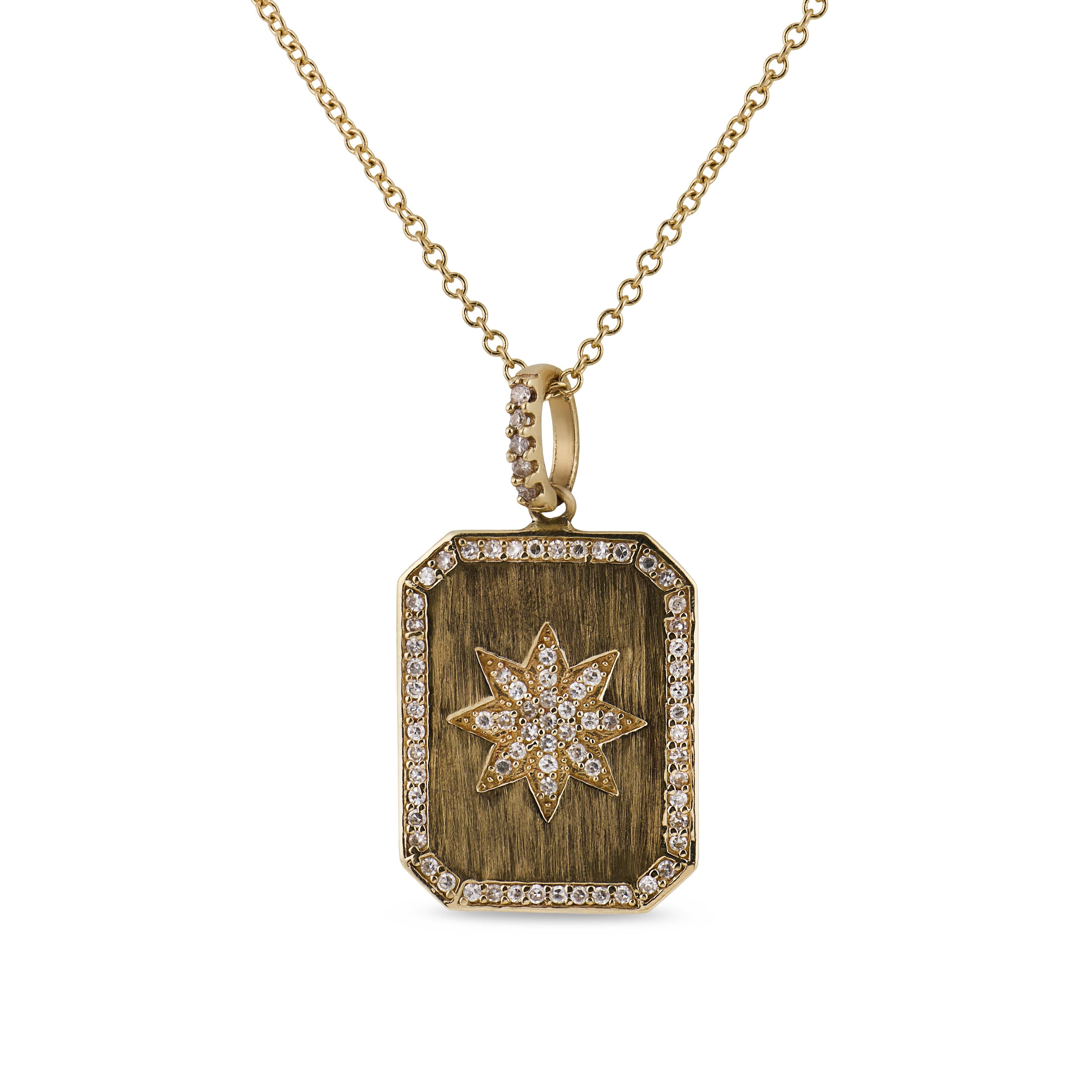Estate 14k Diamond Starburst-Motif Pendant Necklace