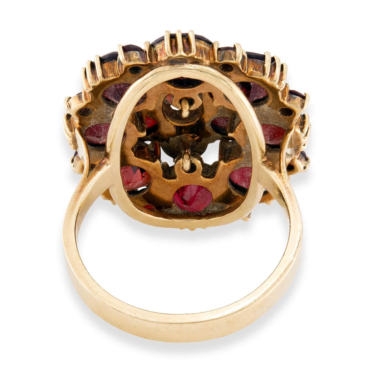 Vintage German 10k Garnet Cluster Ring
