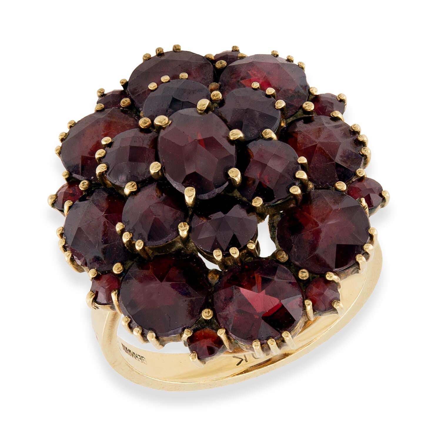 Vintage German 10k Garnet Cluster Ring