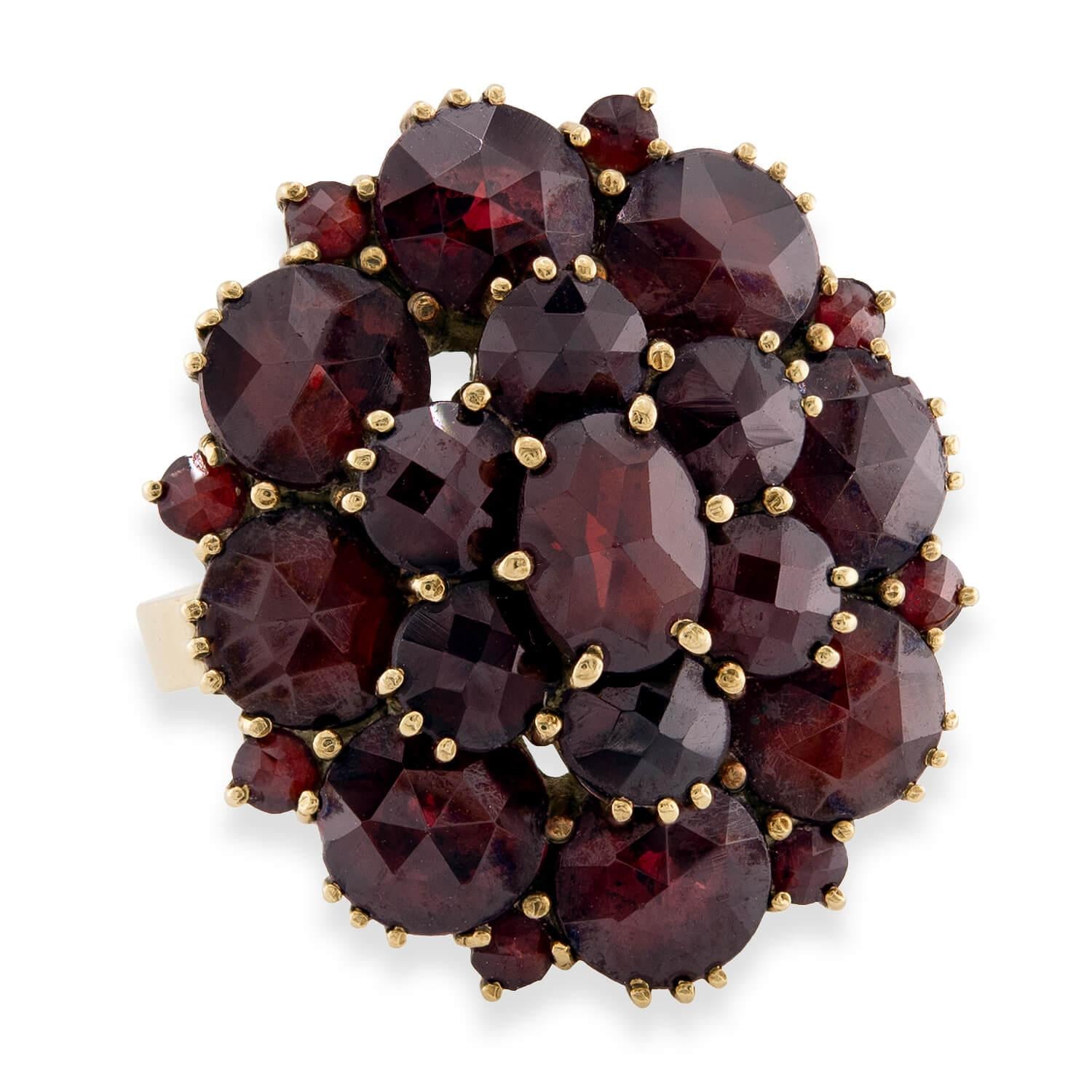 Vintage German 10k Garnet Cluster Ring