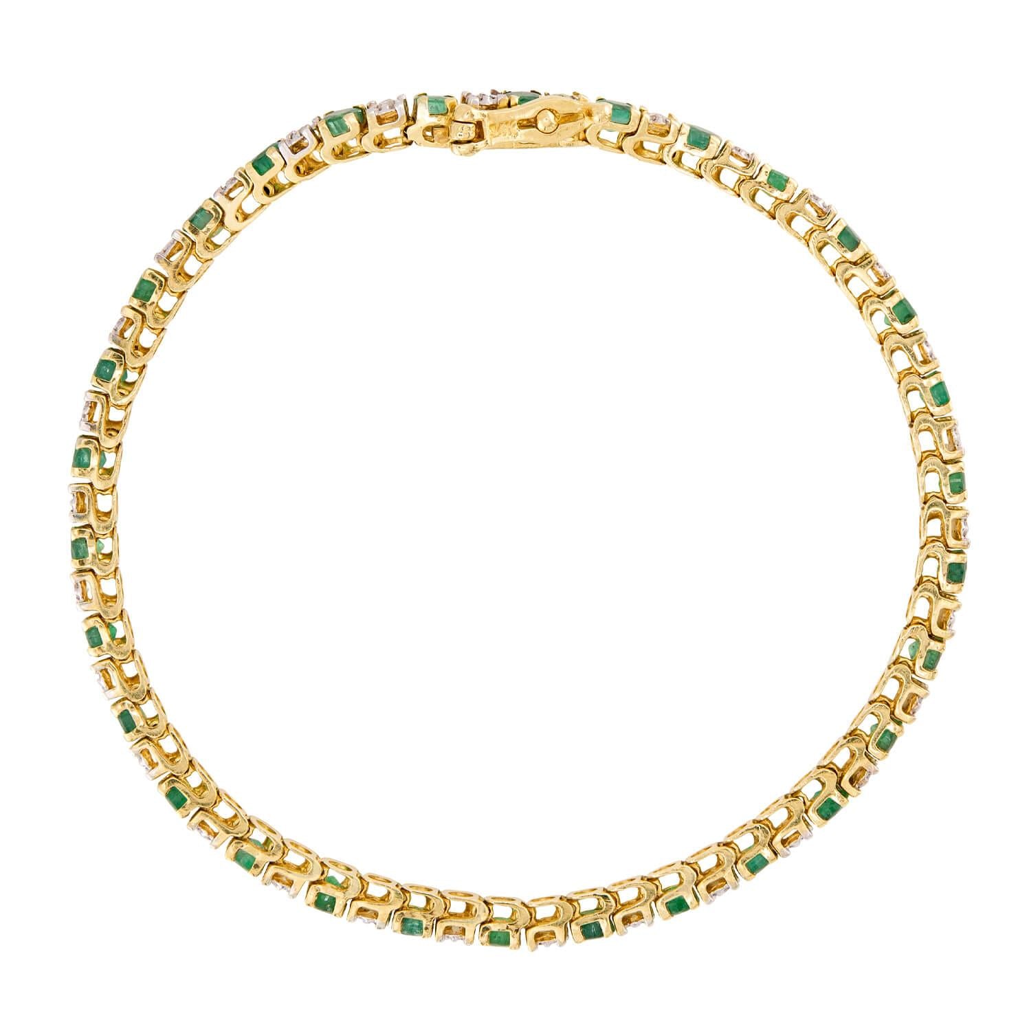 Estate 14k Emerald & Diamond Tennis Bracelet