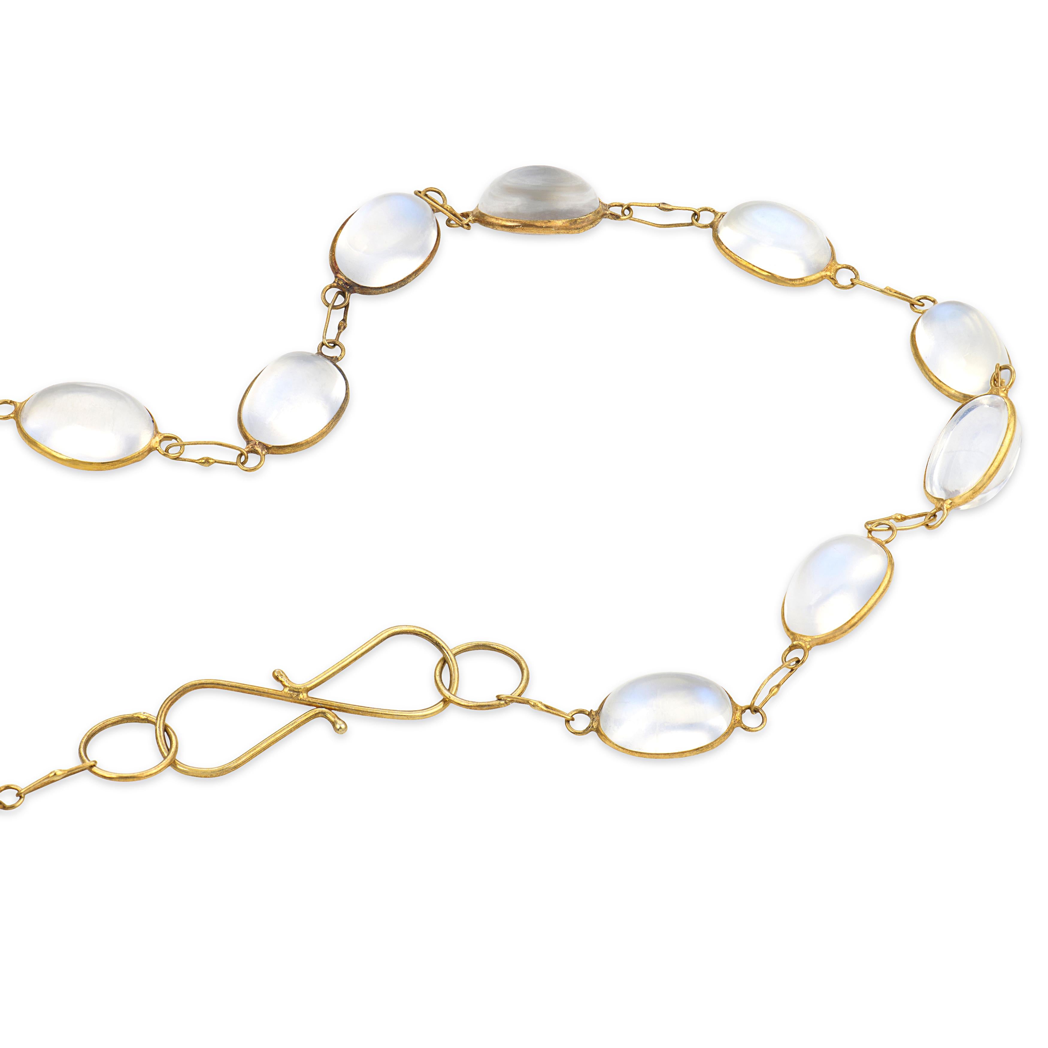Estate 18k Moonstone Link Drop Necklace