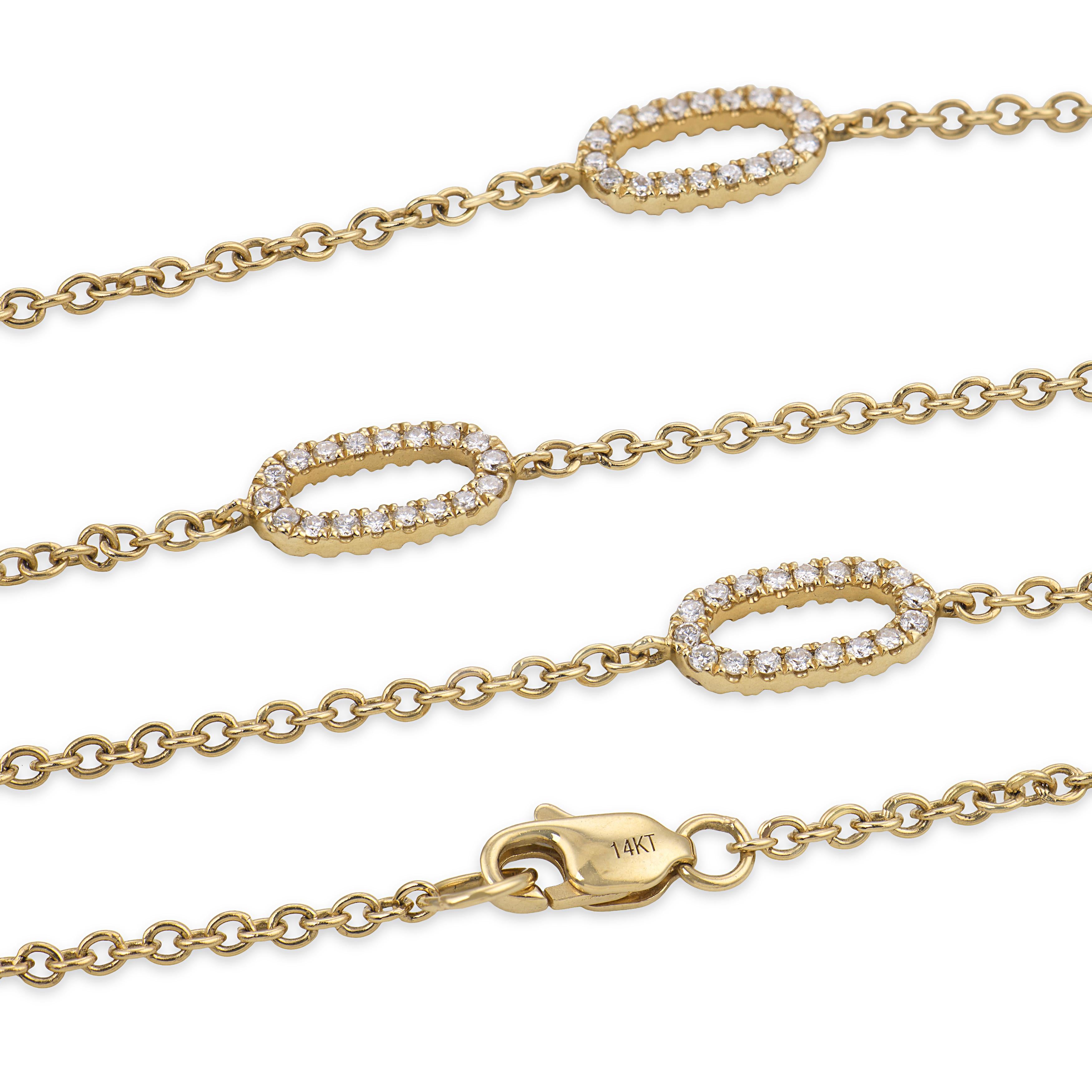 Estate 14k Diamond Link Necklace 36"
