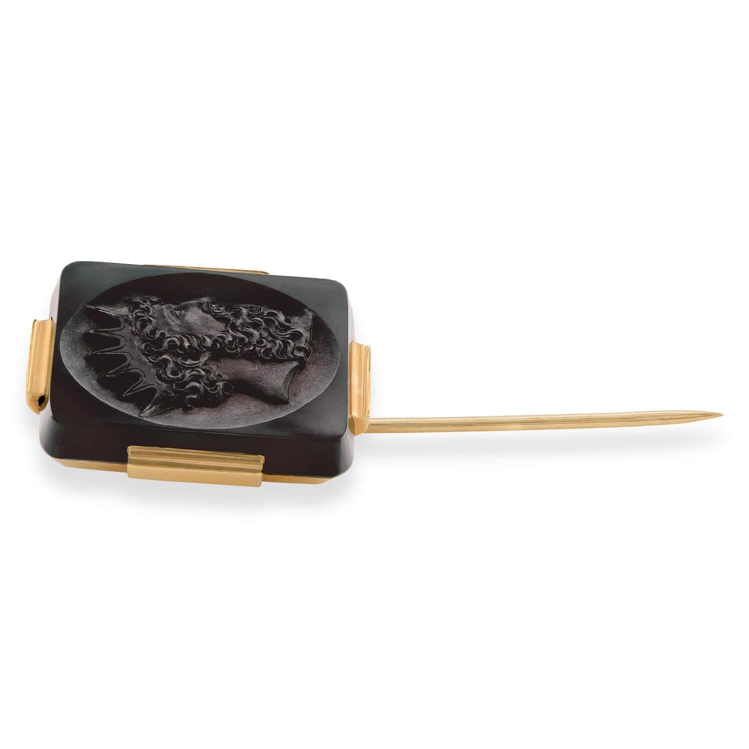 Victorian 14k Onyx Intaglio Stick Pin