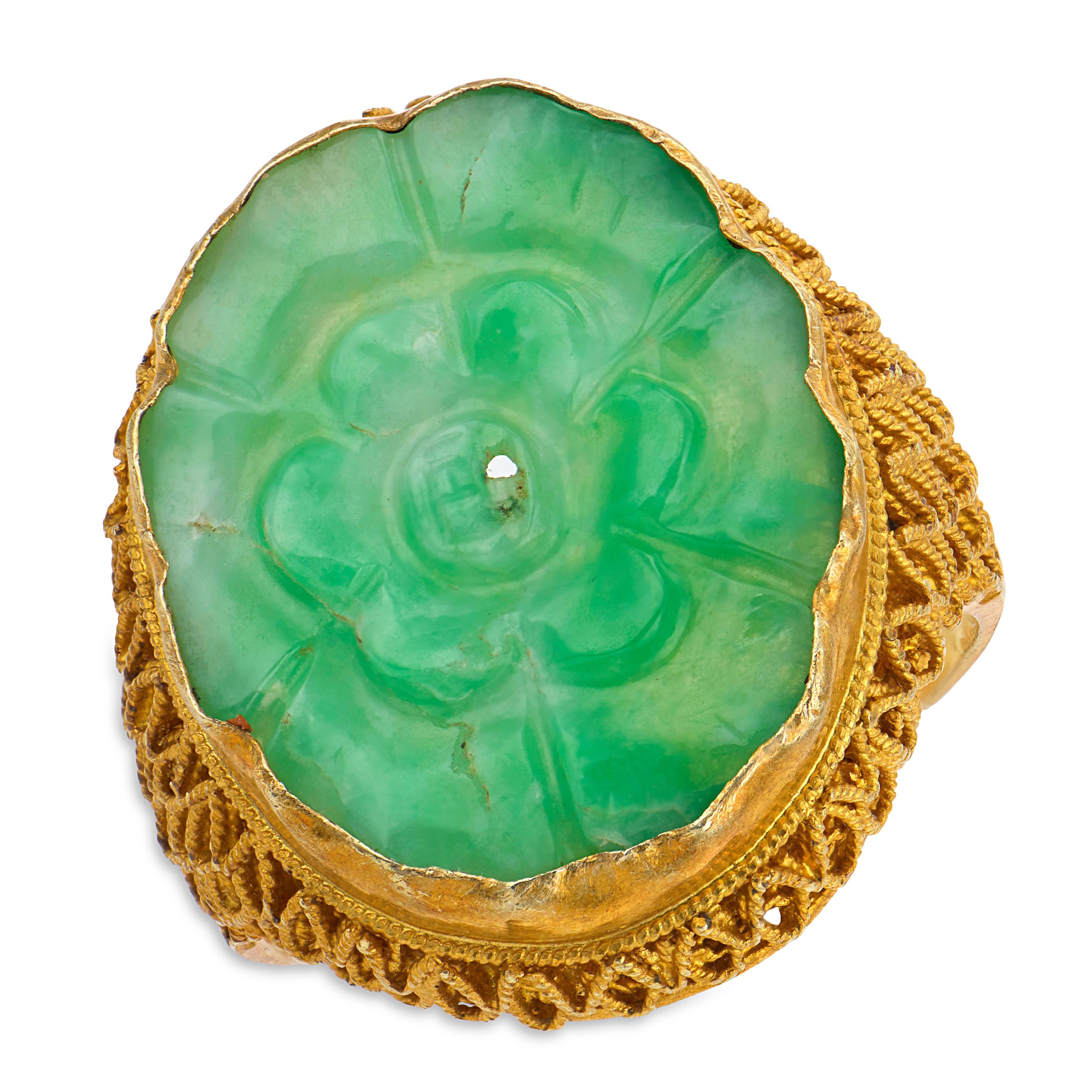 Estate 14k Jade Ring