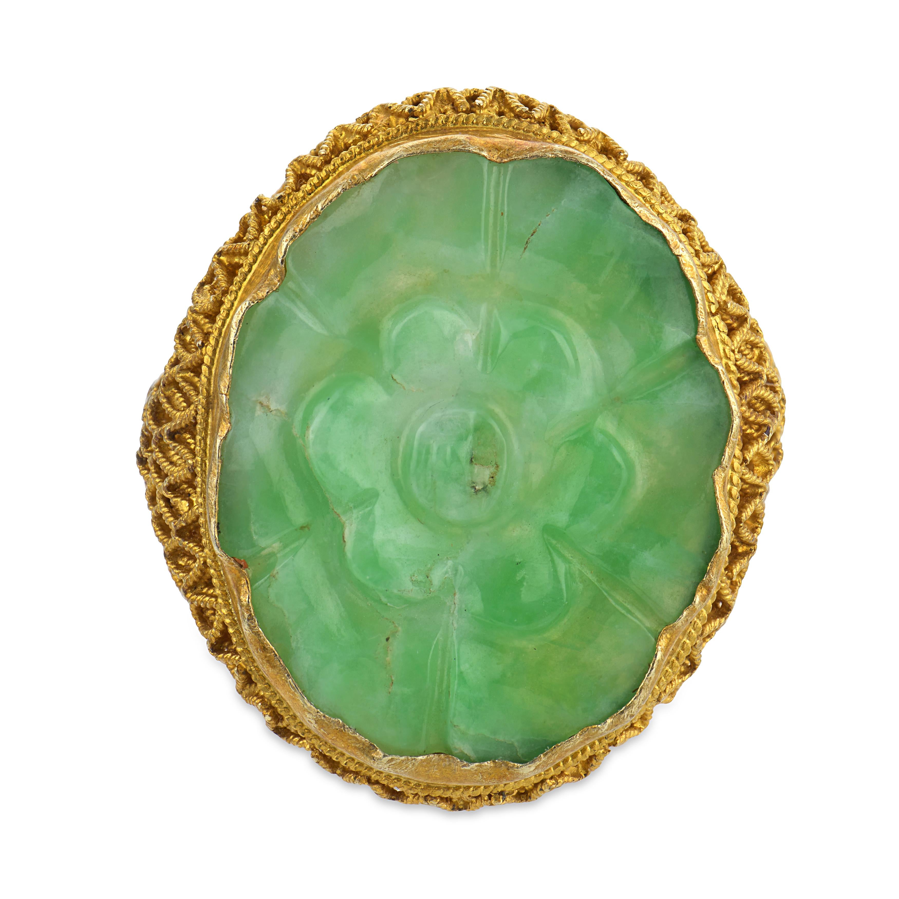 Estate 14k Jade Ring