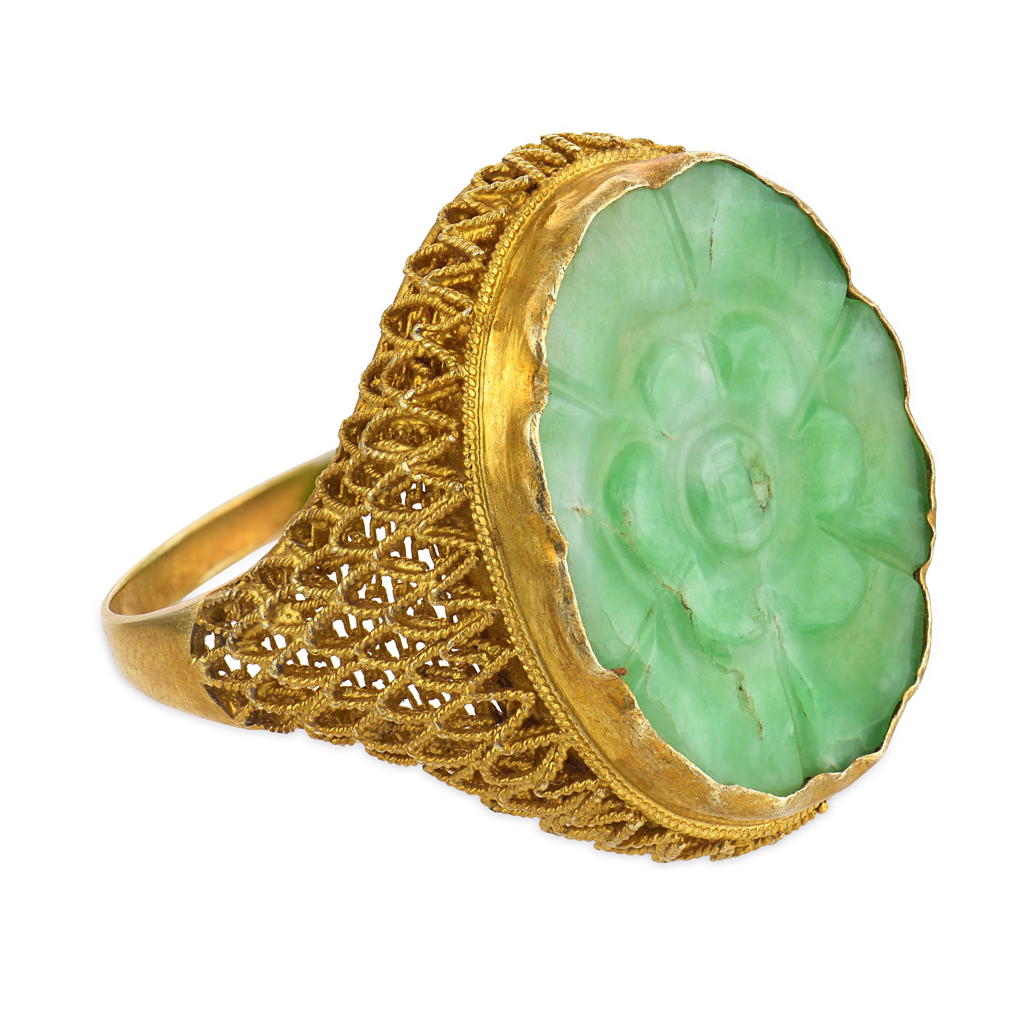 Estate 14k Jade Ring
