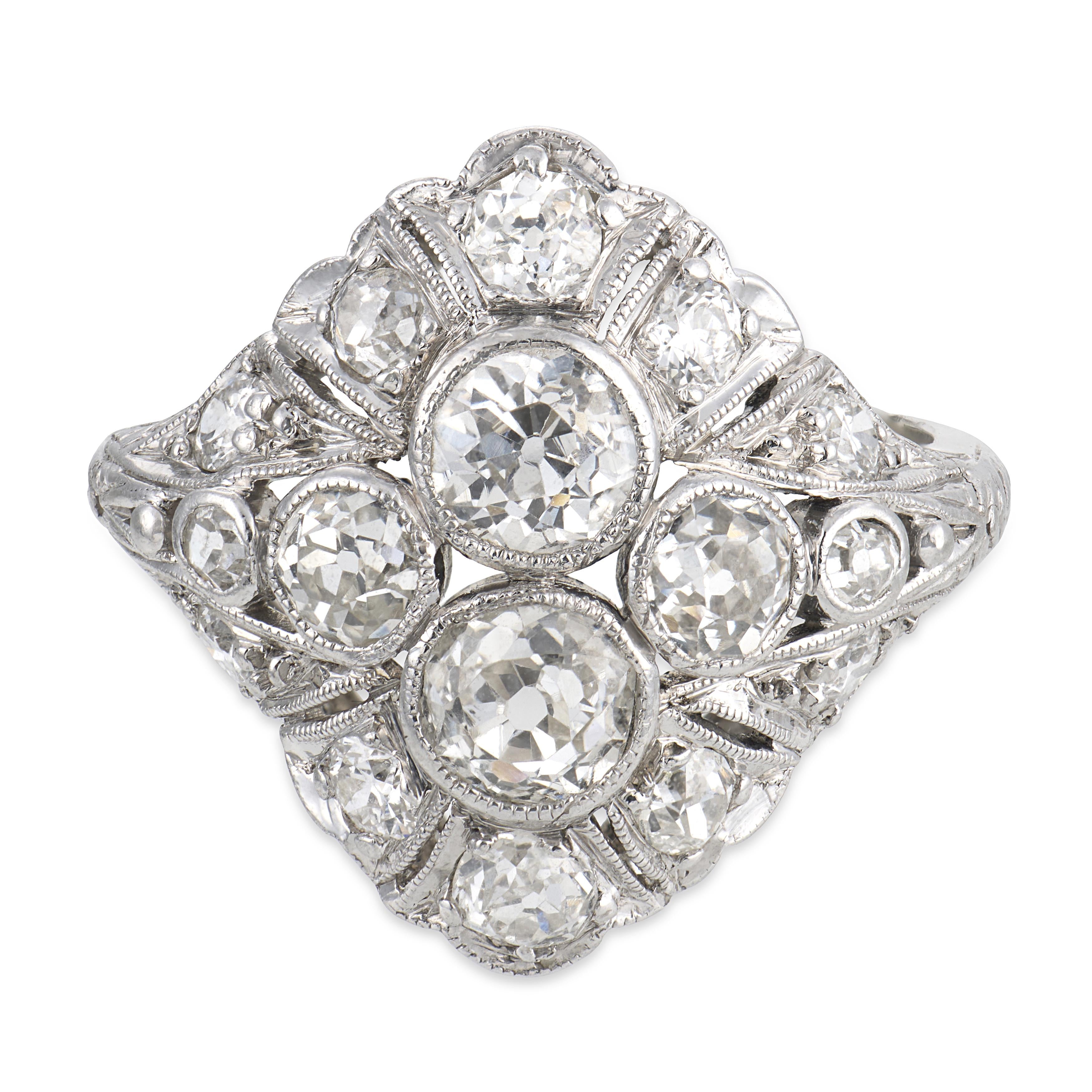 Art Deco Platinum Diamond Navette Ring