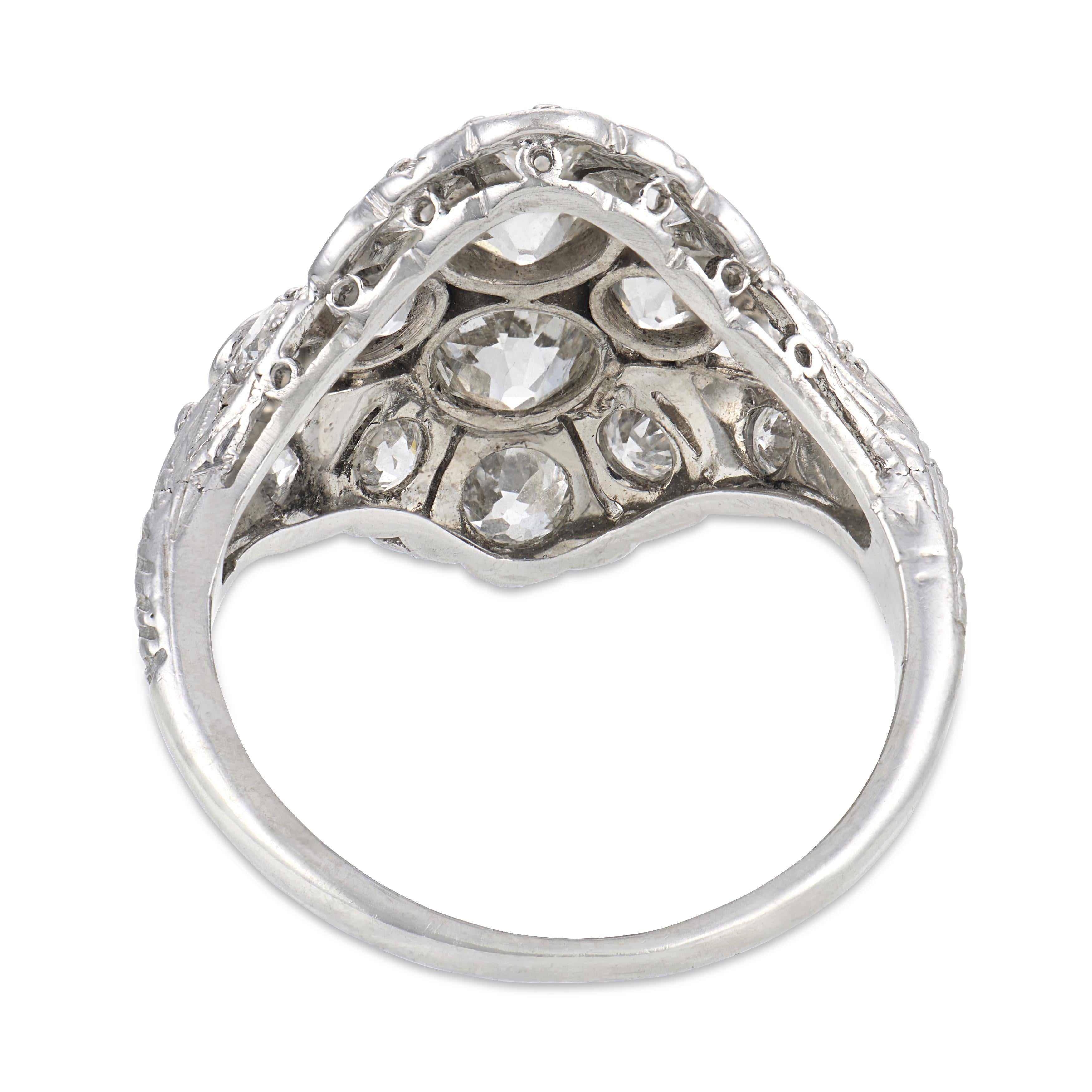 Art Deco Platinum Diamond Navette Ring