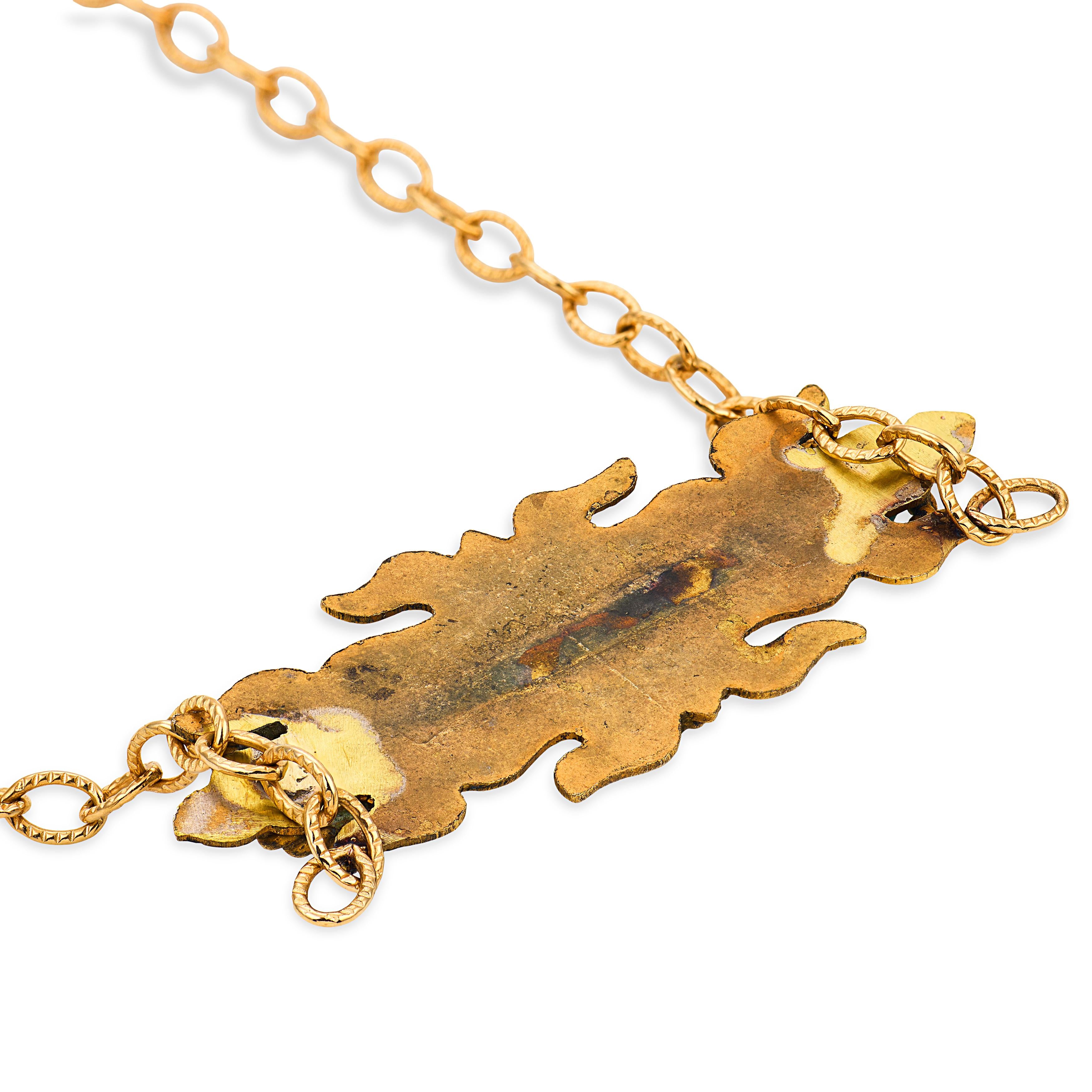 Victorian Gold-Fill Faience & Turquoise Scarab-Motif Pendant Necklace