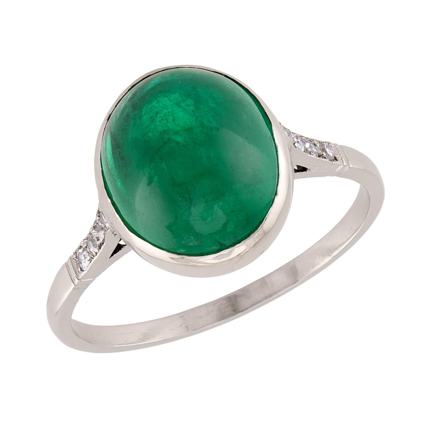 Edwardian Platinum Emerald & Diamond Ring