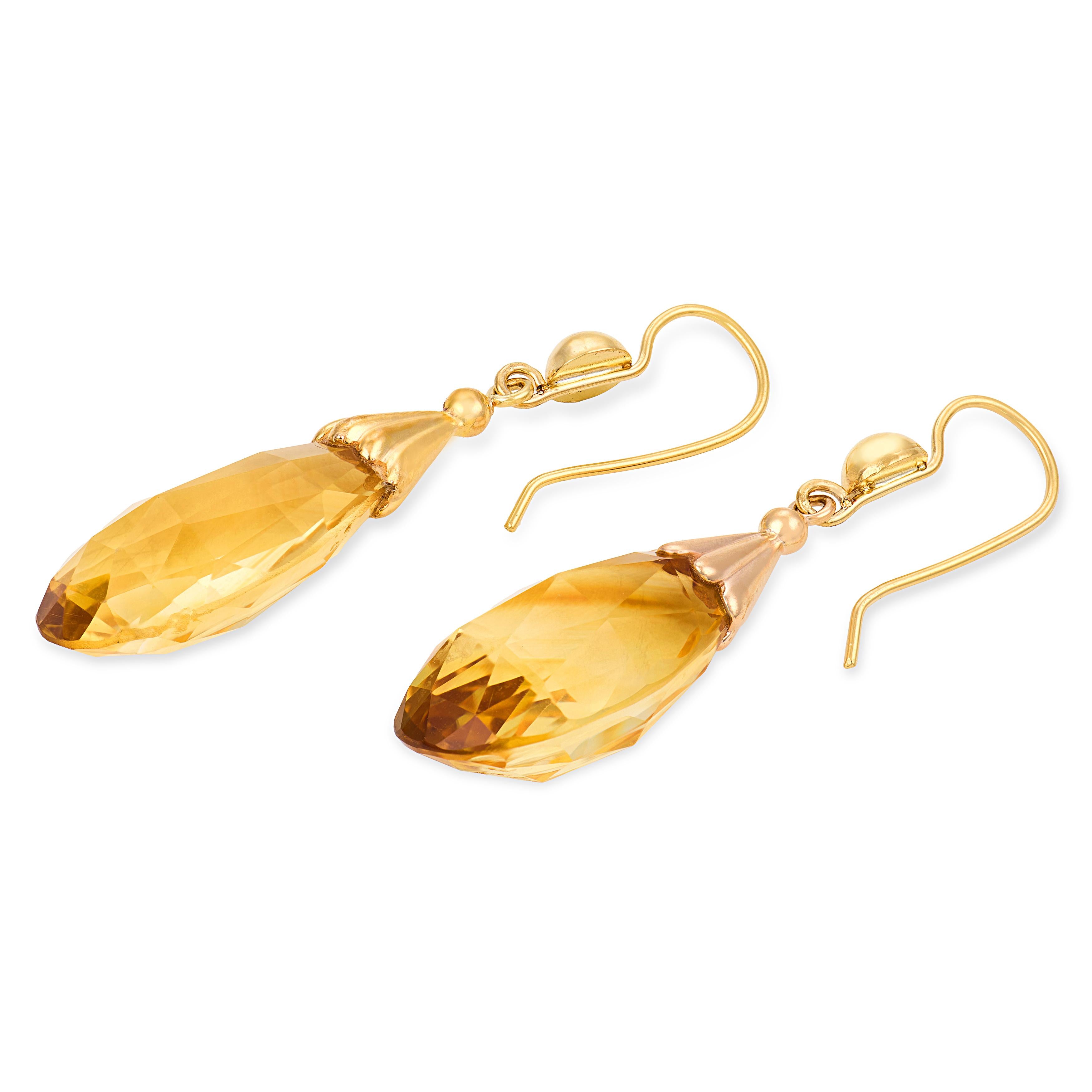 Victorian 18k Citrine Drop Earrings