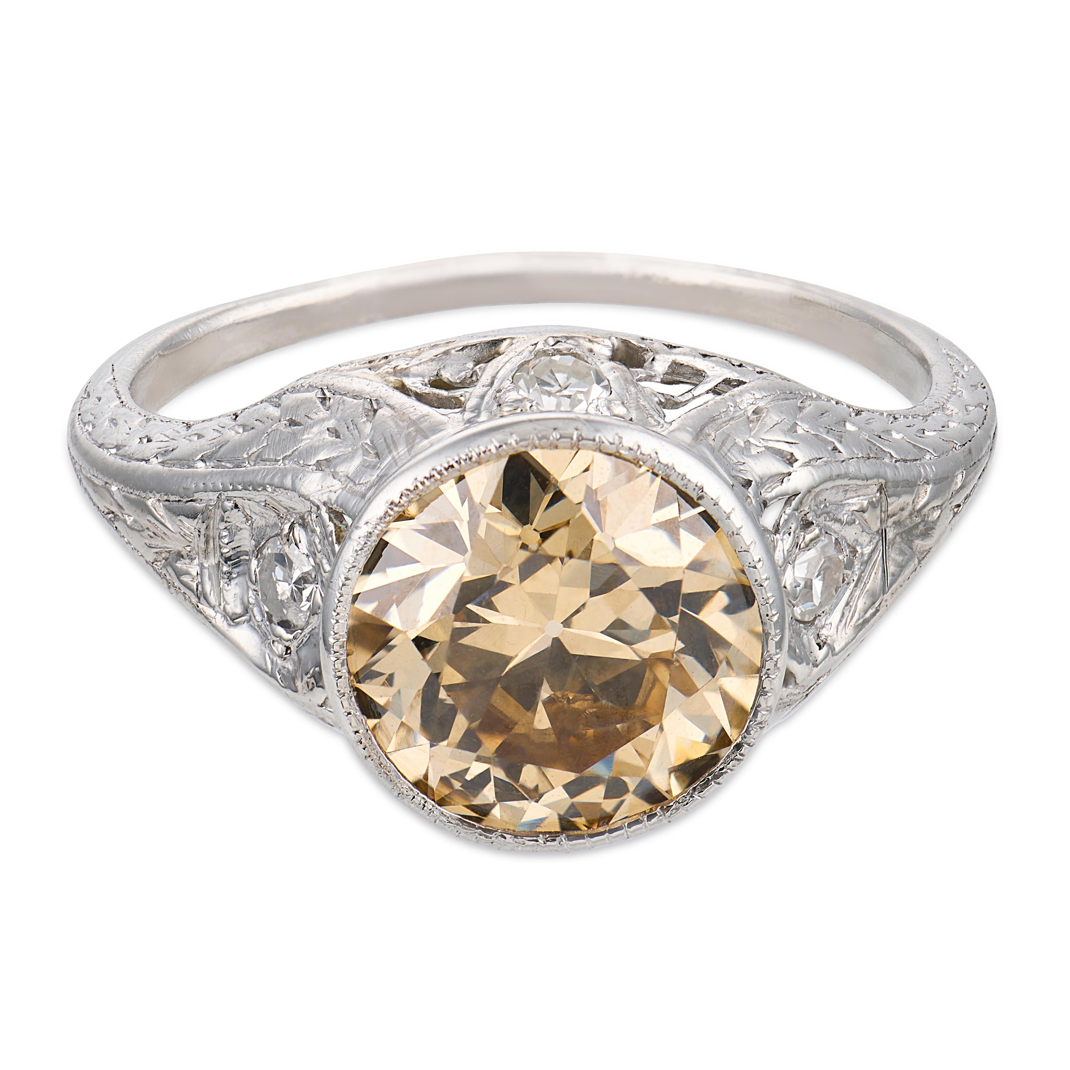 Art Deco Platinum Diamond Engagement Ring 2.39ct