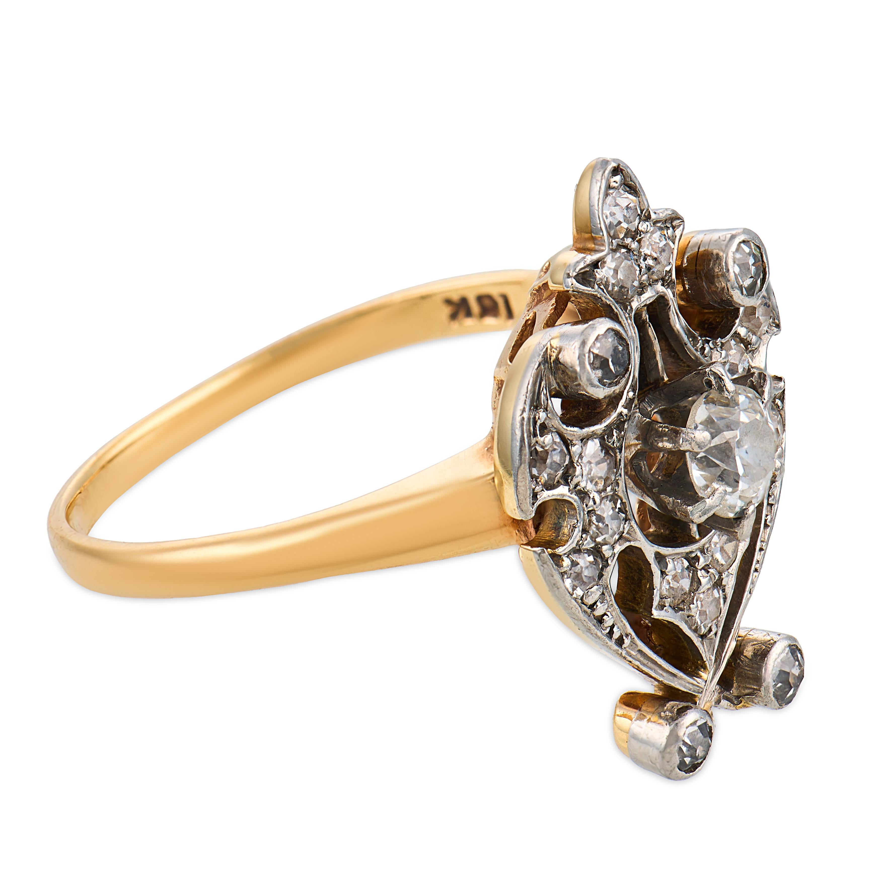 Edwardian 18k/Platinum Diamond Urn-Motif Ring