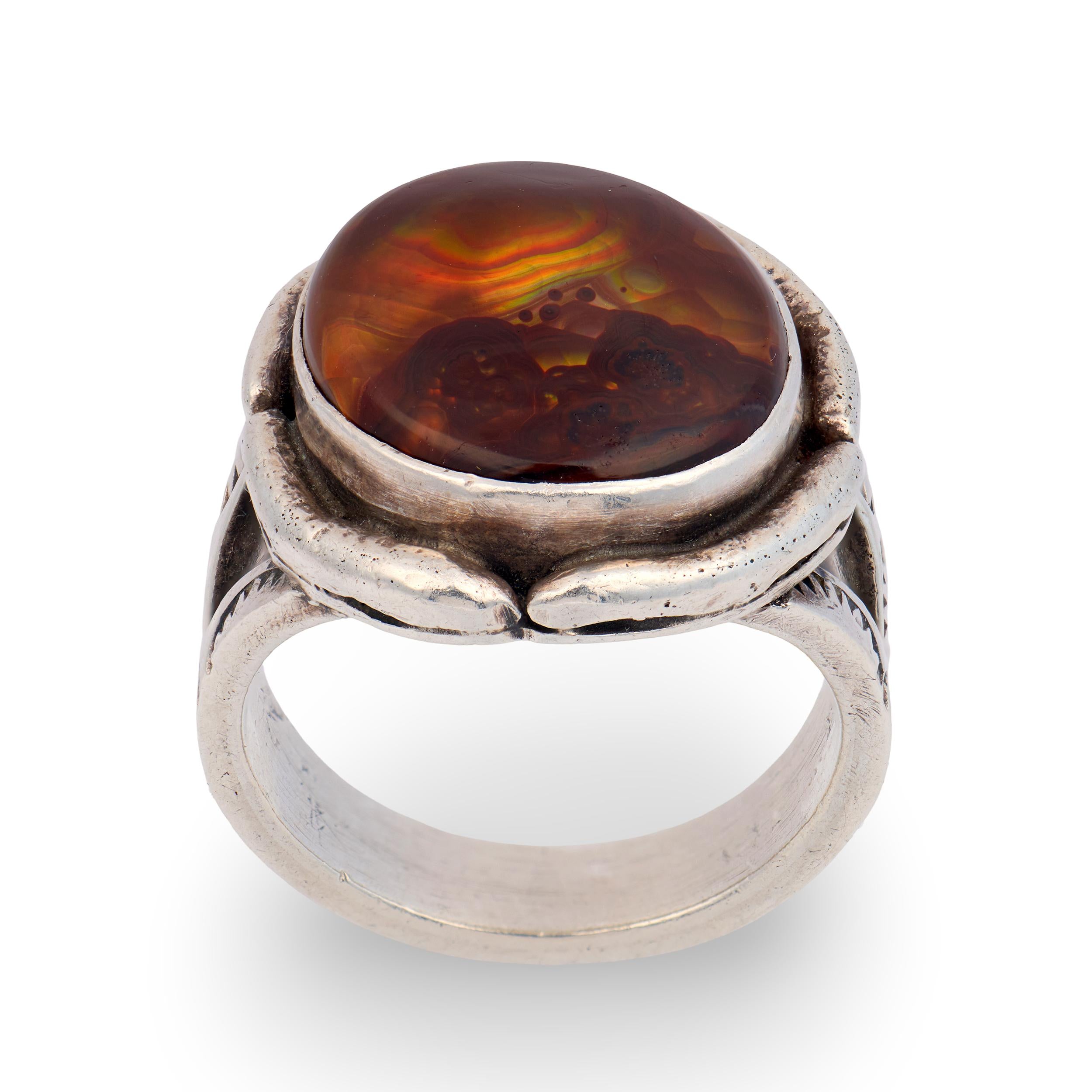 Vintage Sterling Silver Mexican Opal Ring