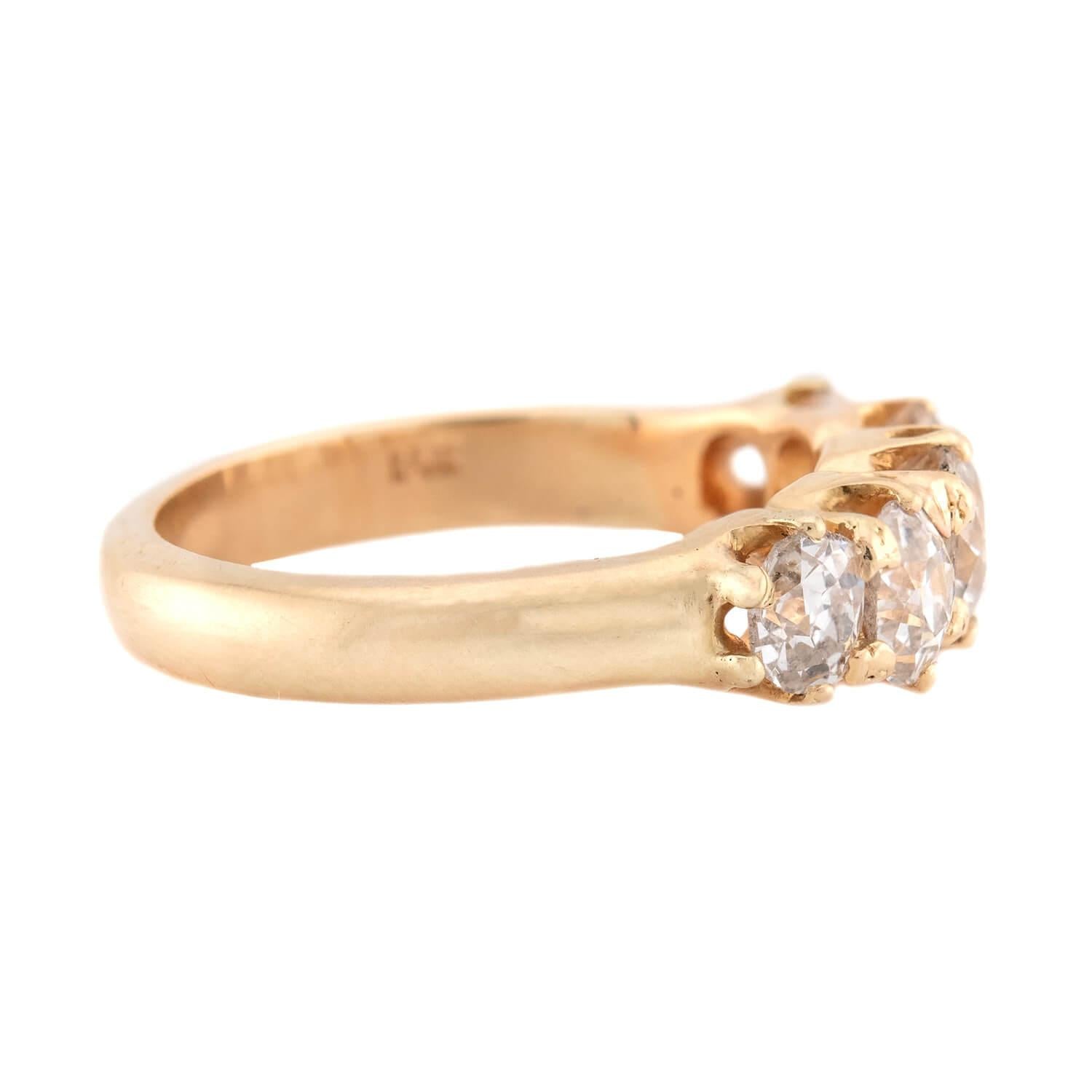 Victorian 14k Diamond 5 Stone Engagement Ring