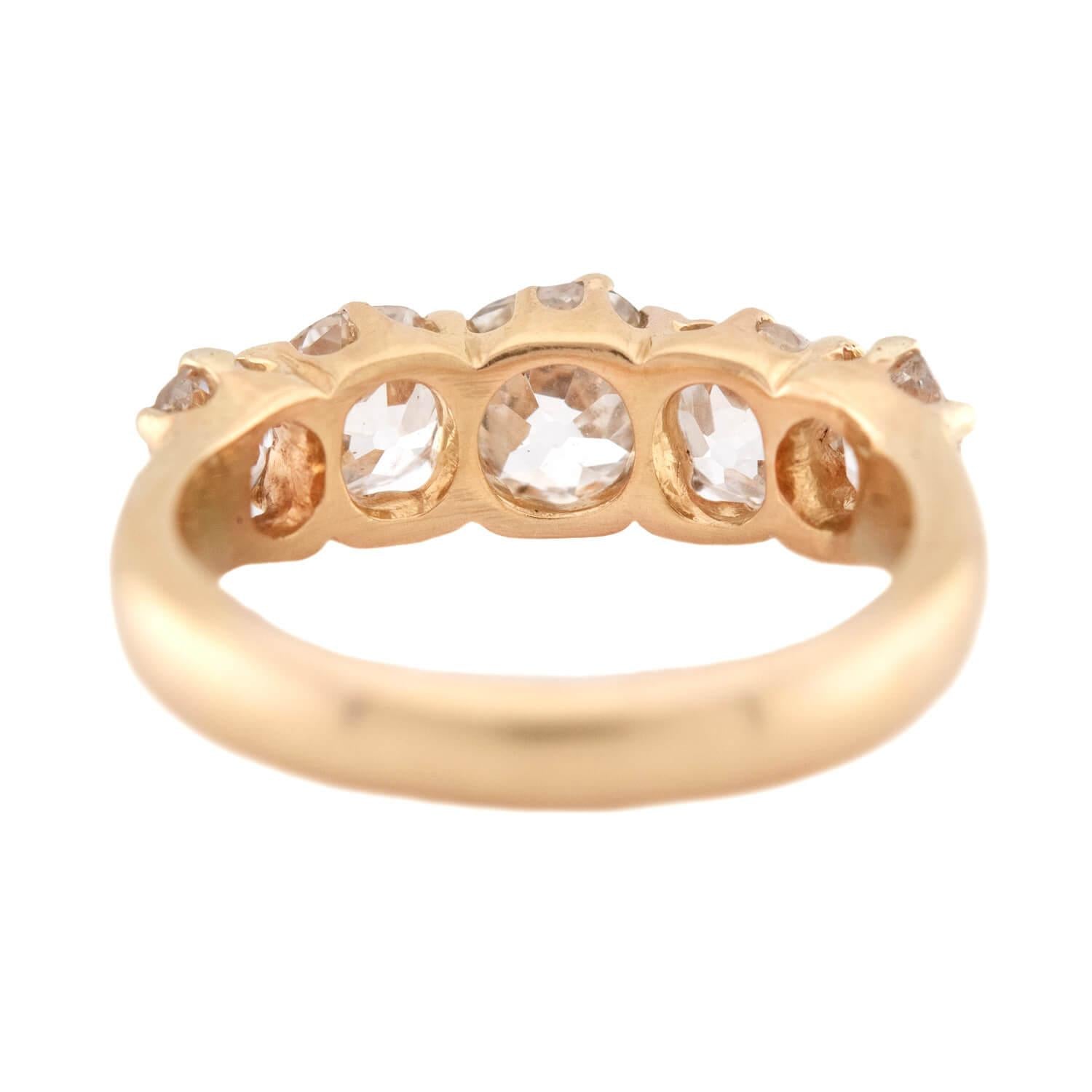 Victorian 14k Diamond 5 Stone Engagement Ring