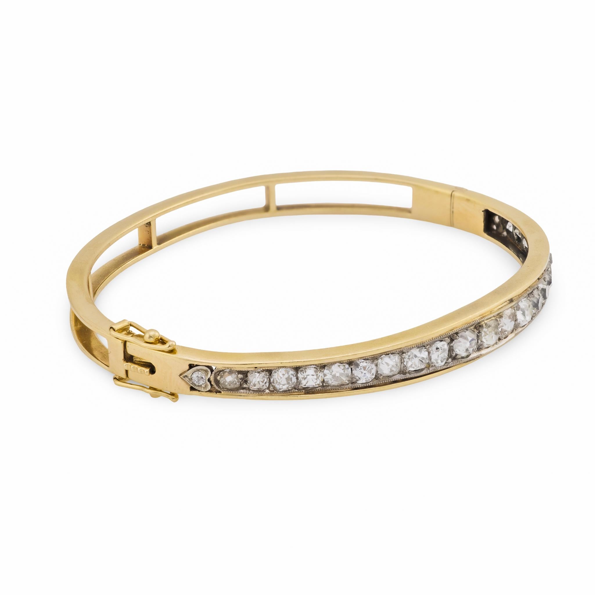 Edwardian 14k/Platinum Diamond Bangle