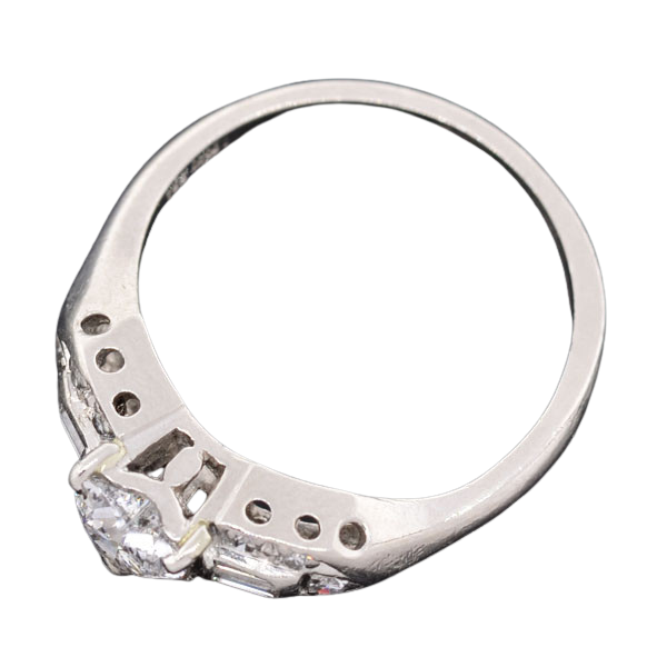 Retro Platinum & Heart Shaped Diamond Engagement Ring 0.50ct