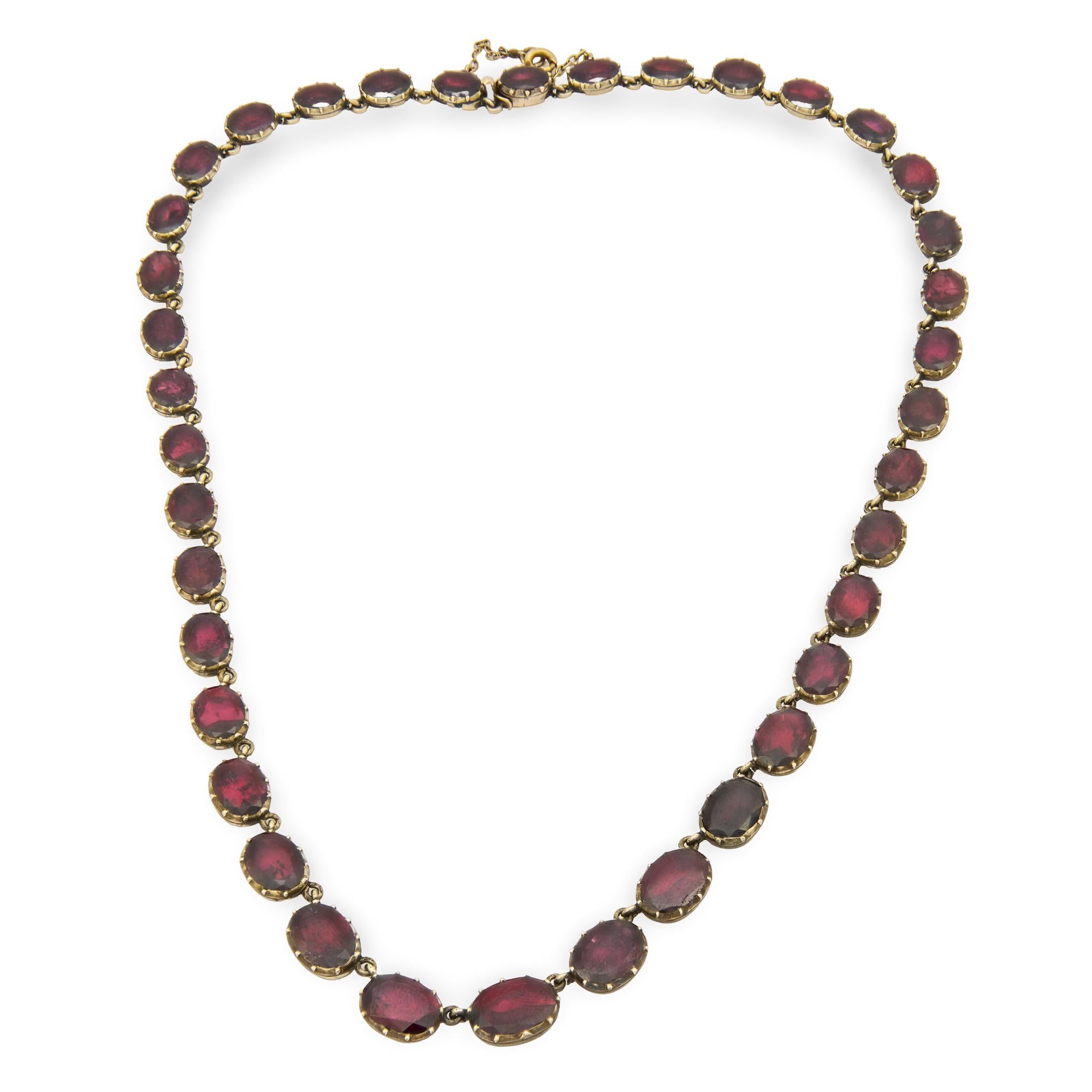 Georgian 14k Garnet Riviera Necklace