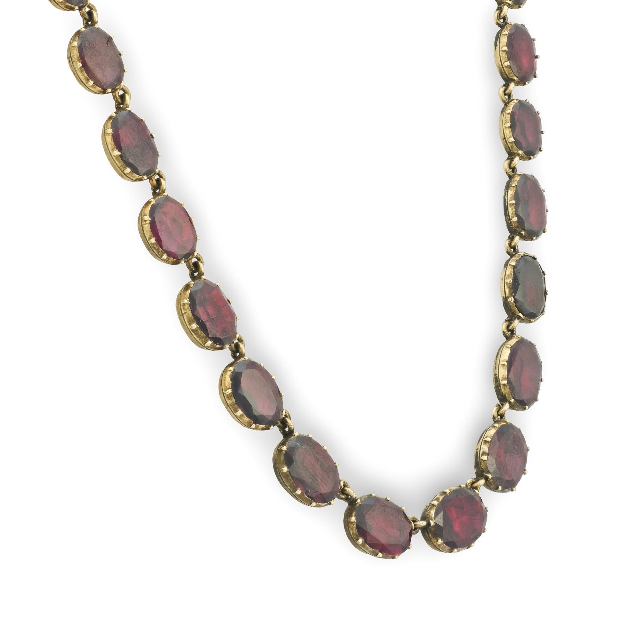 Georgian 14k Garnet Riviera Necklace
