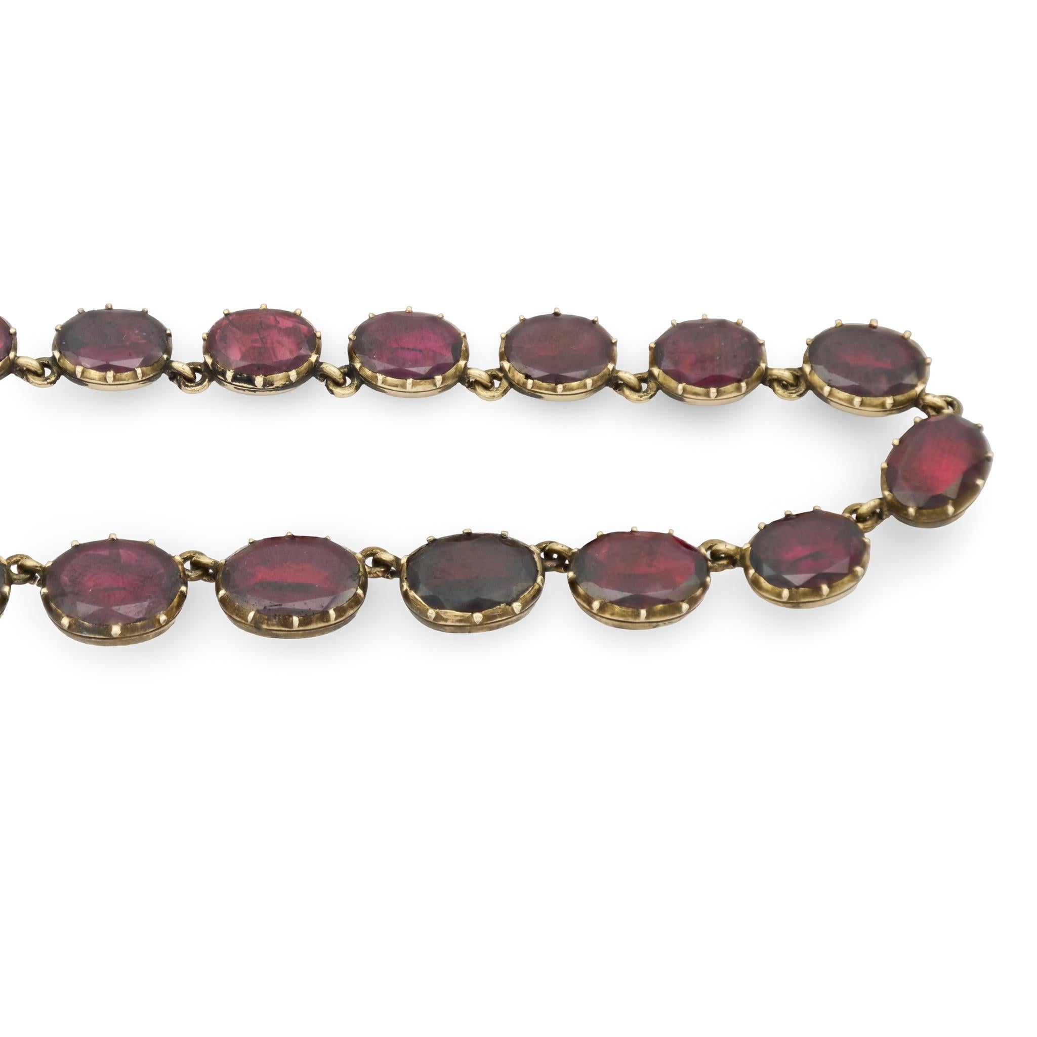 Georgian 14k Garnet Riviera Necklace