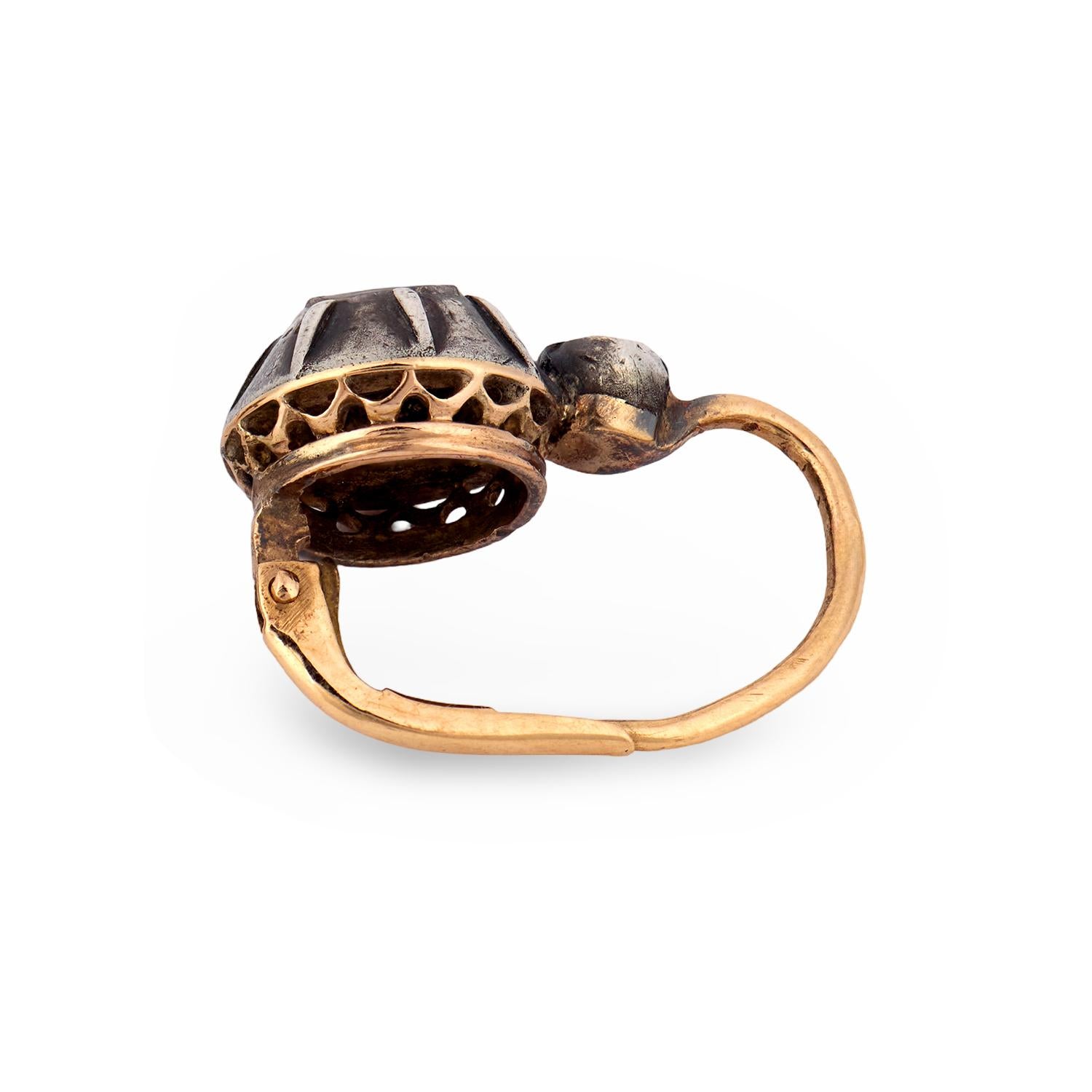 Victorian 14k/Sterling Silver Diamond Drop Earrings