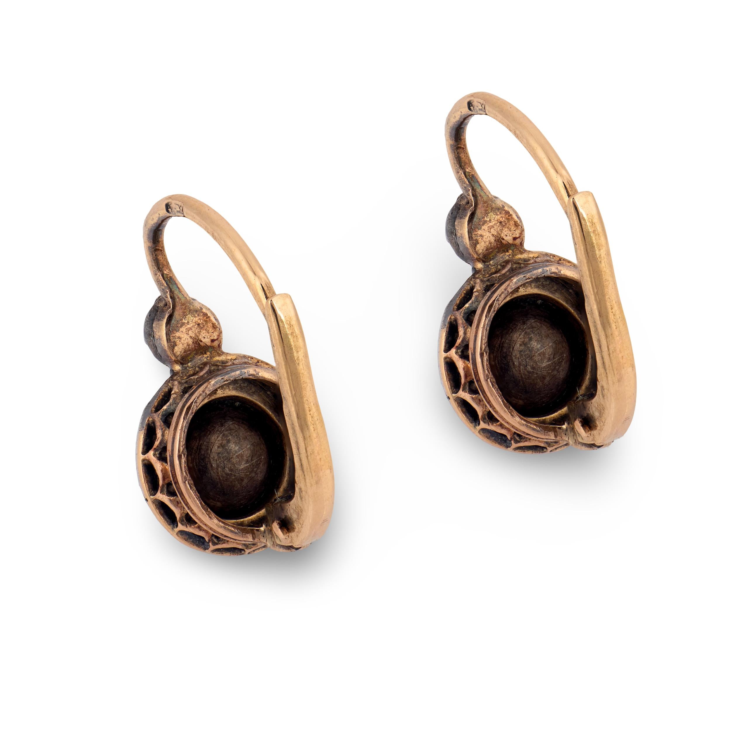 Victorian 14k/Sterling Silver Diamond Drop Earrings