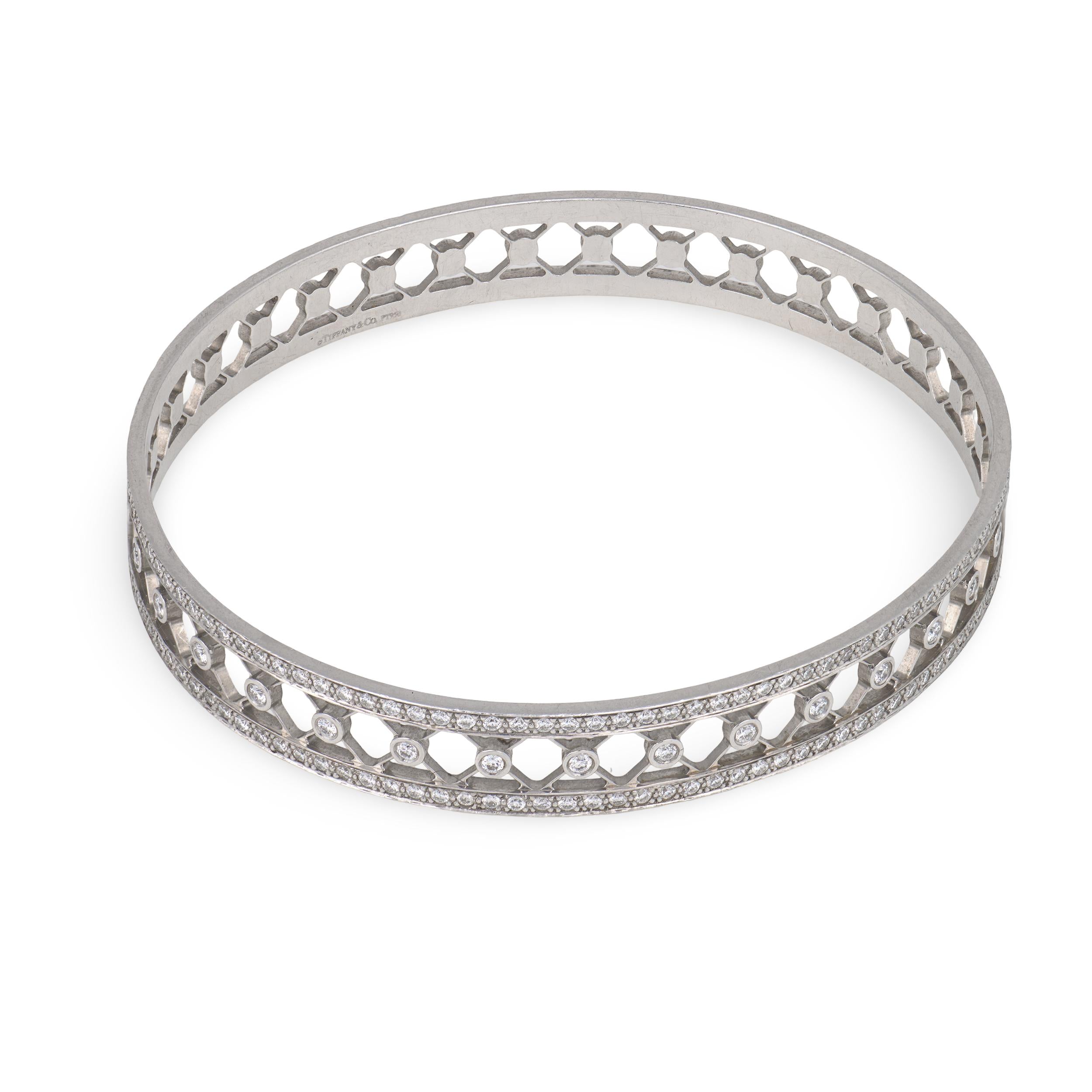 TIFFANY & CO. Estate Platinum Diamond "Voile" Bangle