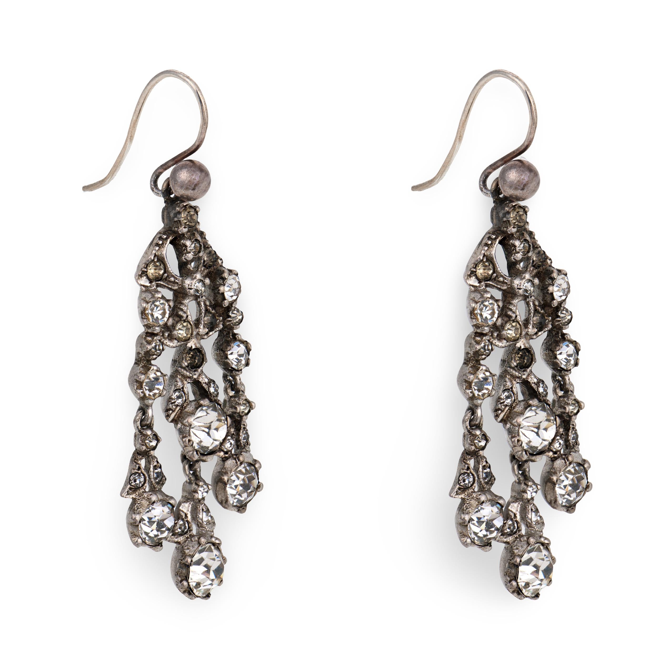 Victorian Sterling Silver Paste Chandelier Earrings