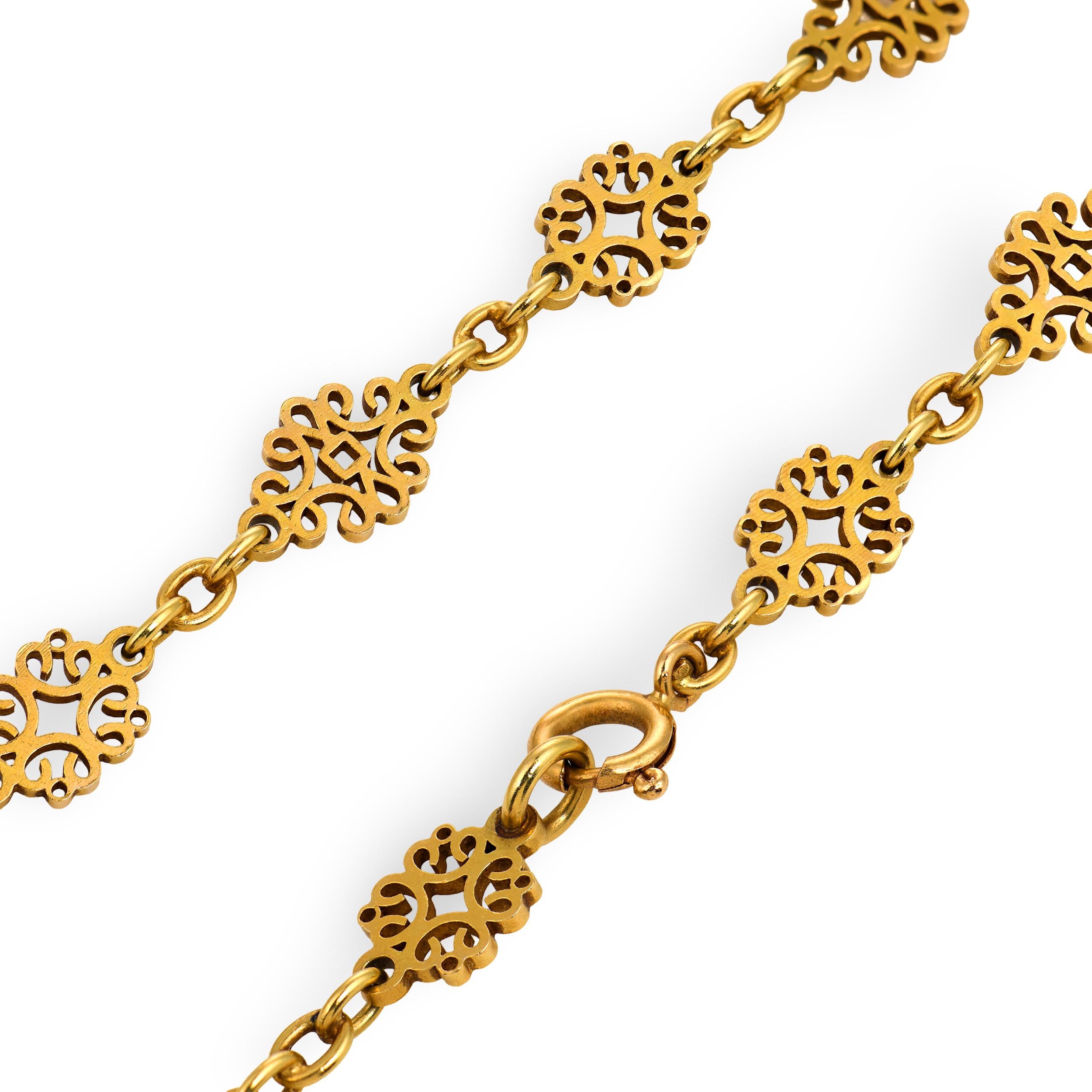 Art Nouveau 18k Chain Necklace 38"