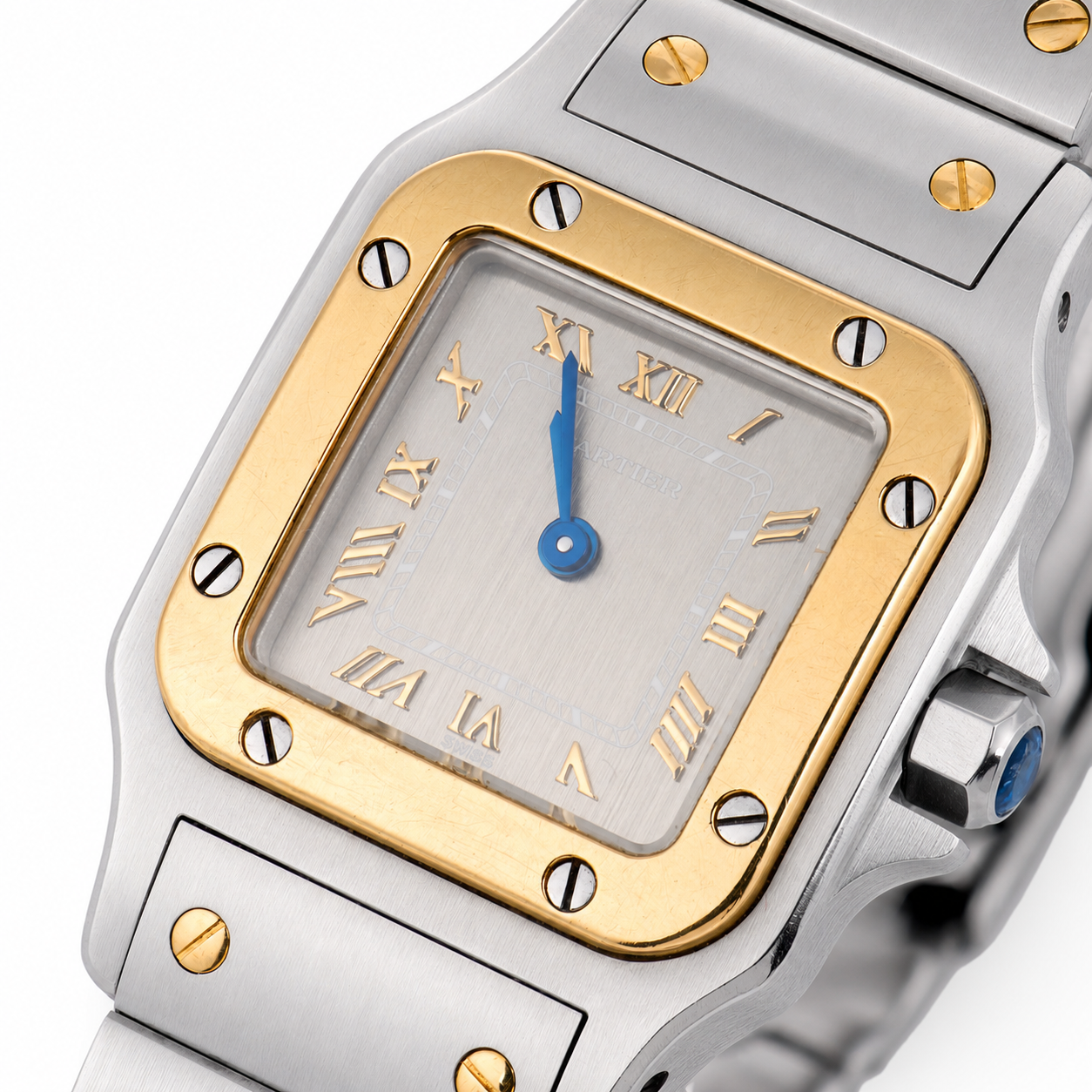 CARTIER Estate 18k/Stainless Steel Santos Two-Tone Ladies Watch