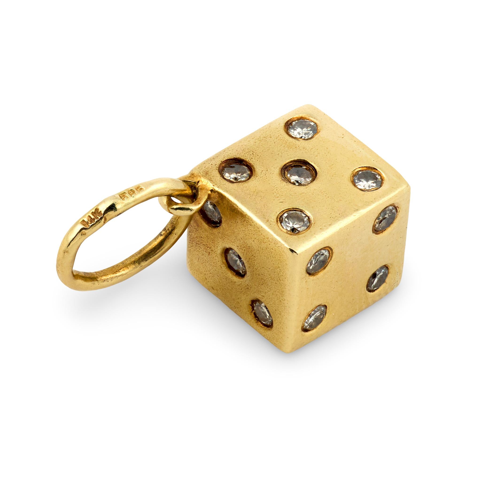 Estate 14k Die Pendant/Charm