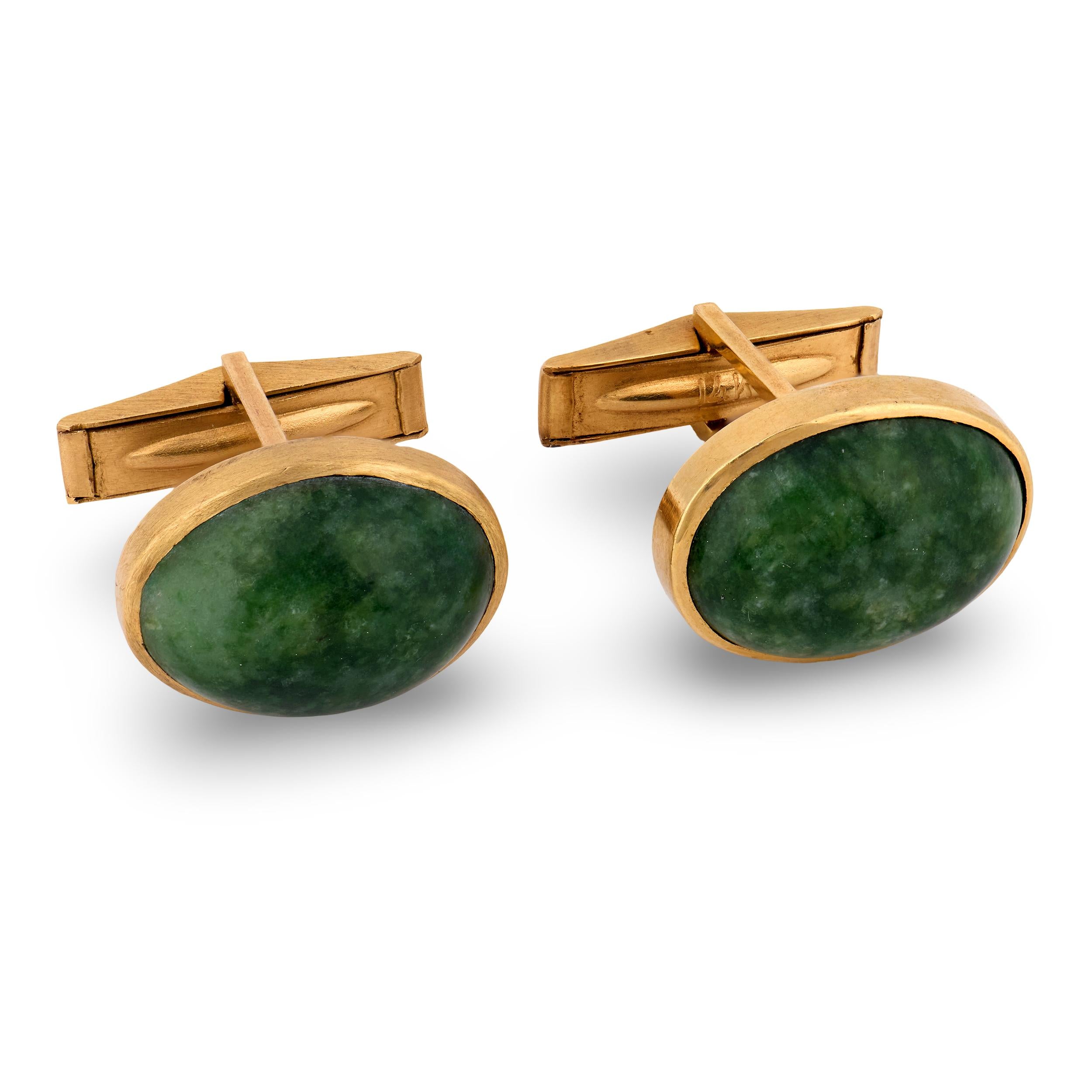 Retro 14k Jade Cufflinks