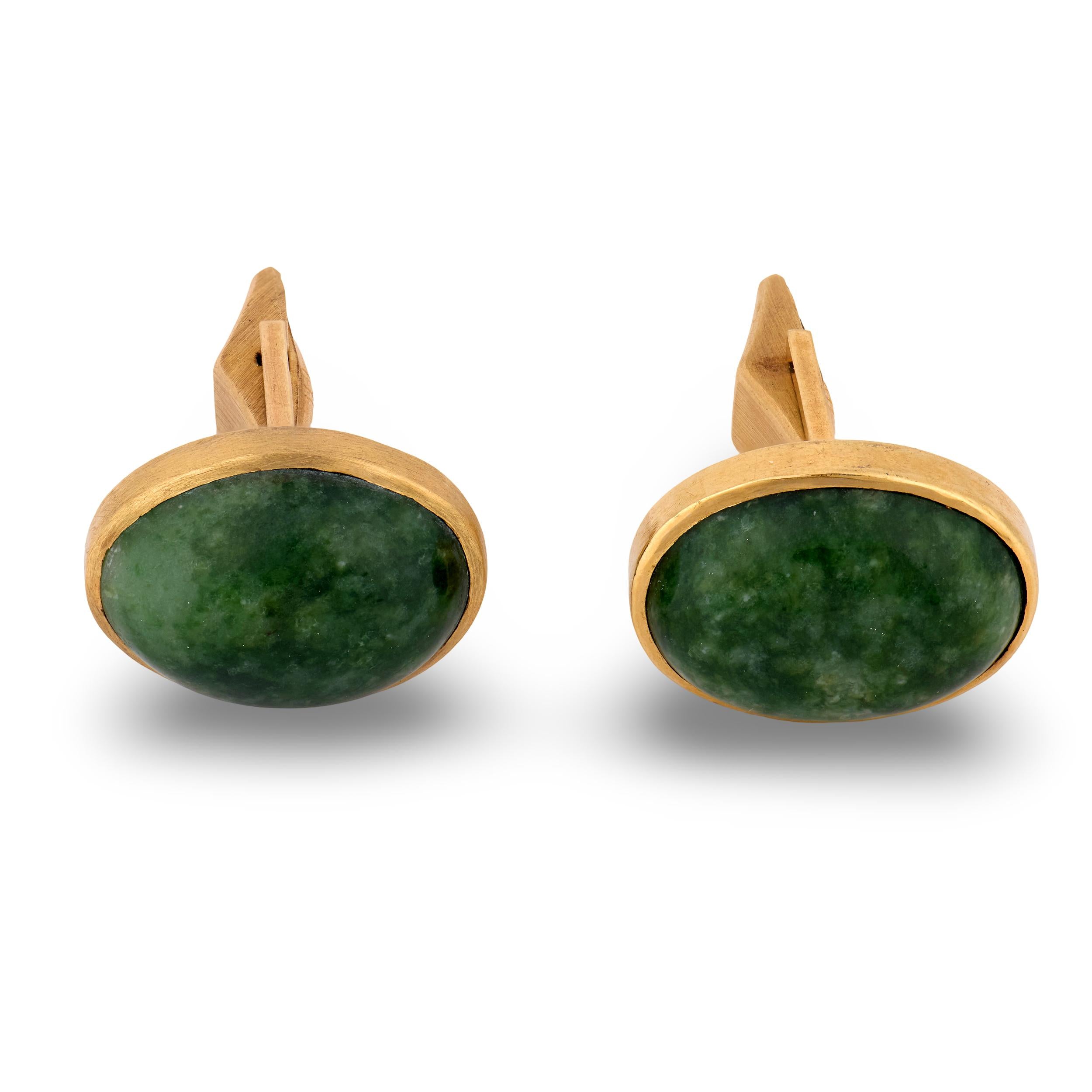 Retro 14k Jade Cufflinks