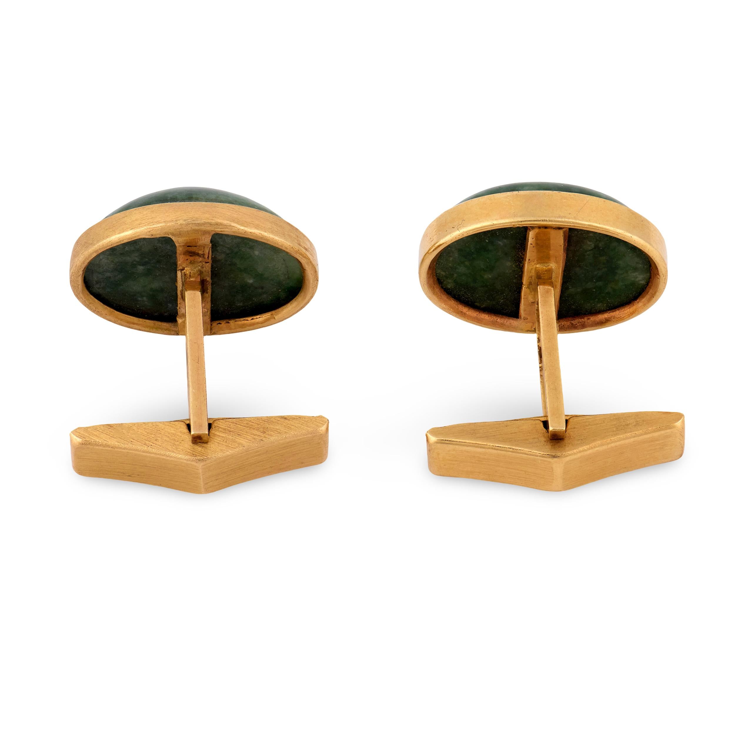 Retro 14k Jade Cufflinks