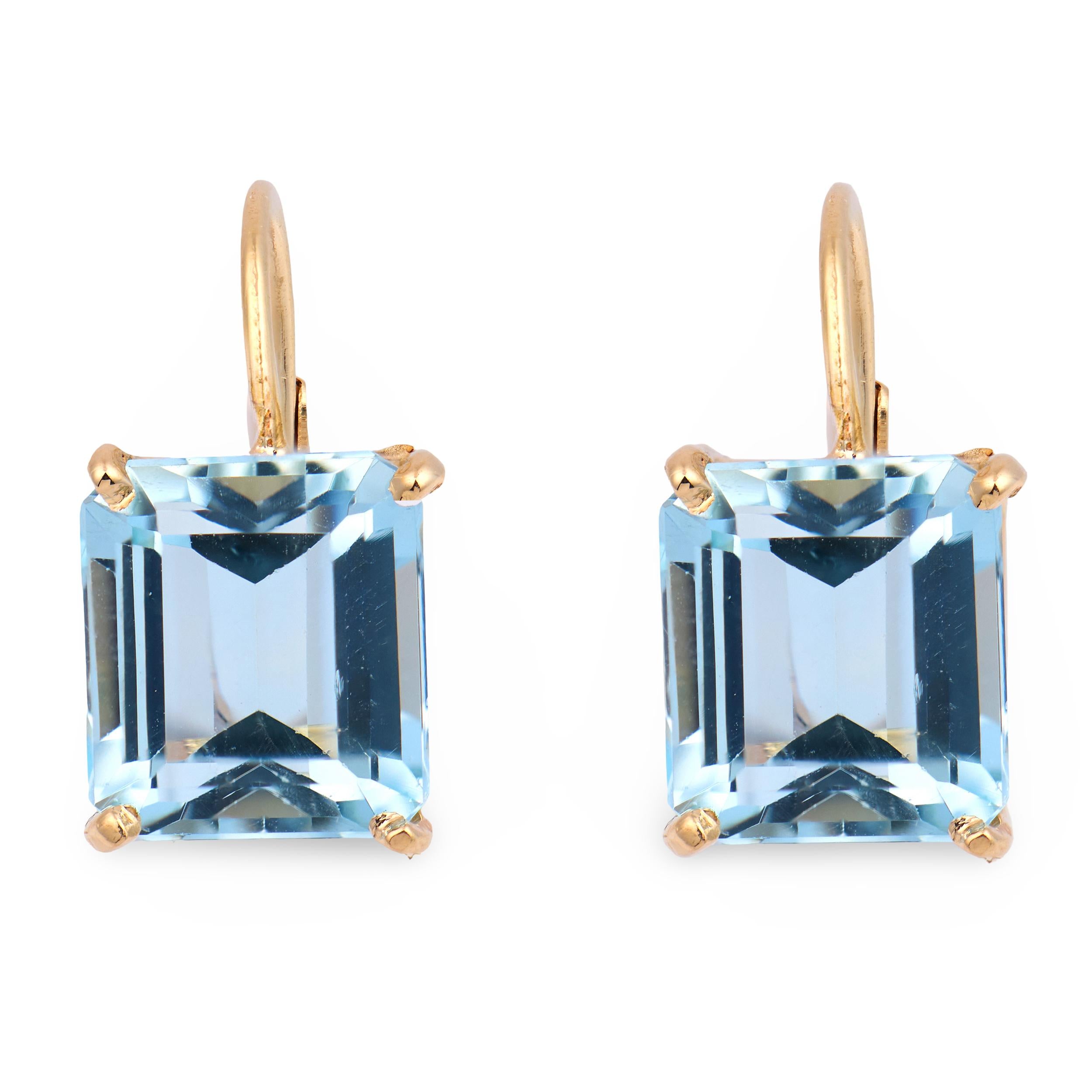 Retro 14k Aqua Drop Earrings