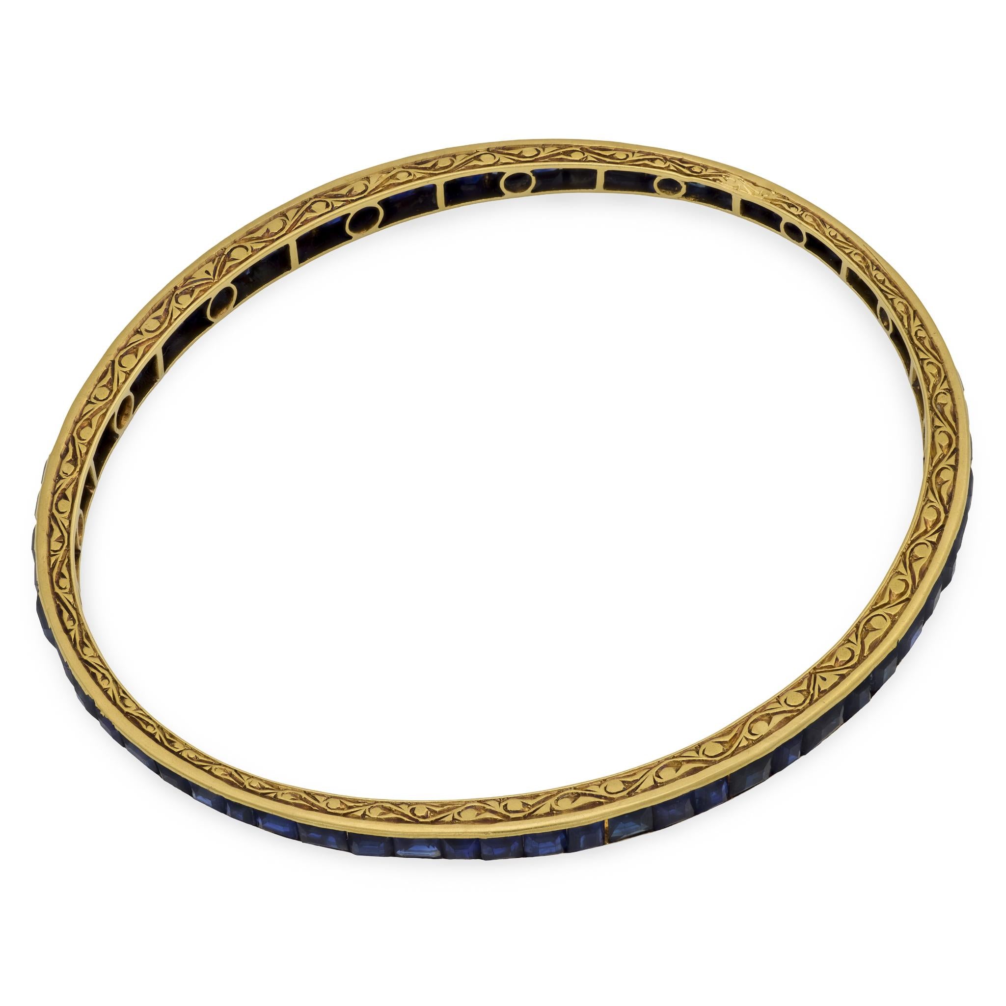 Victorian French 18k Sapphire Bangle Bracelet