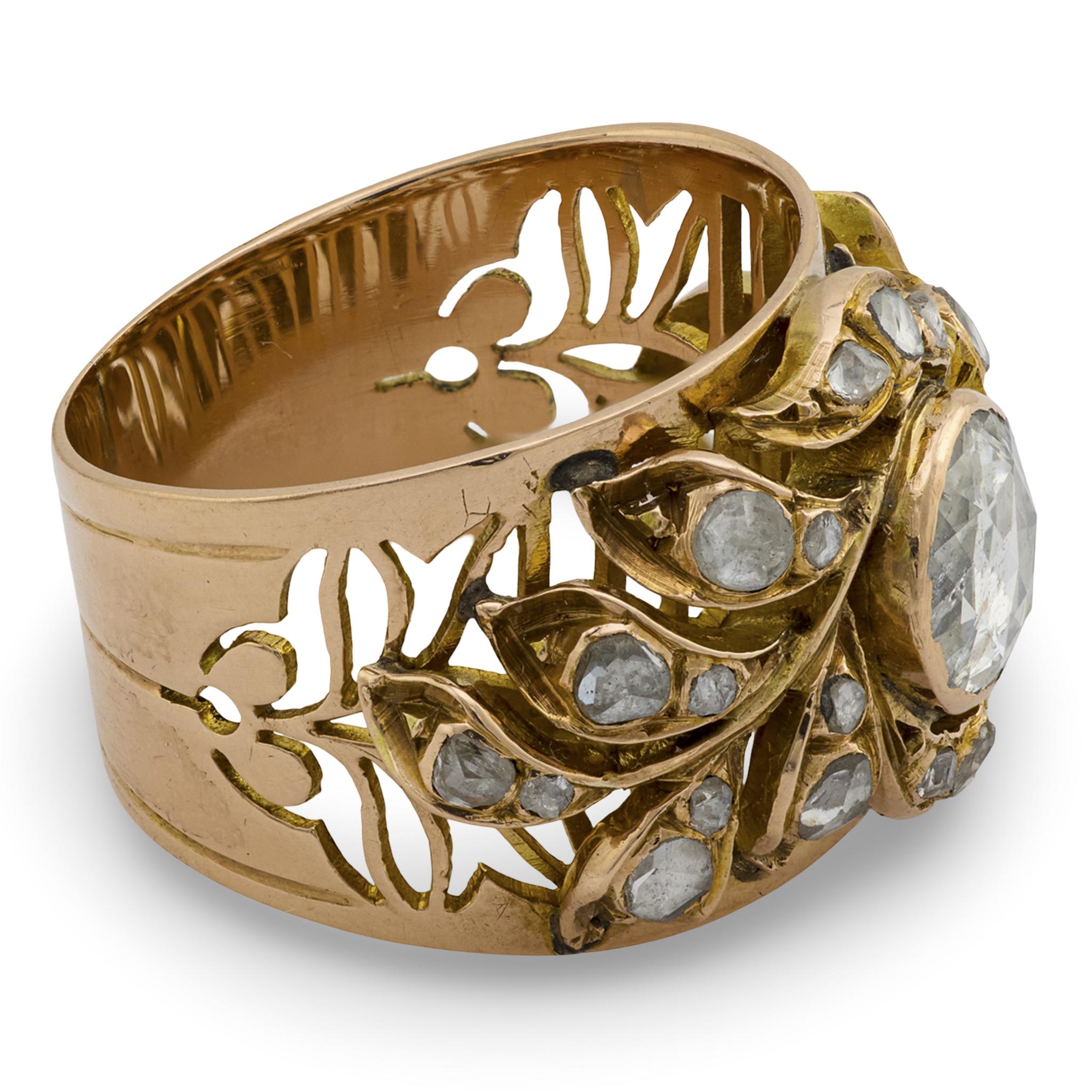 Art Nouveau 14k Diamond Cigar Band