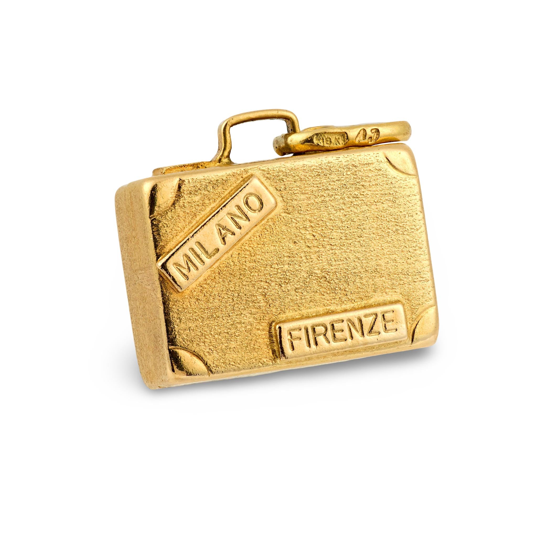Estate Italian 18k Suitcase Pendant/Charm