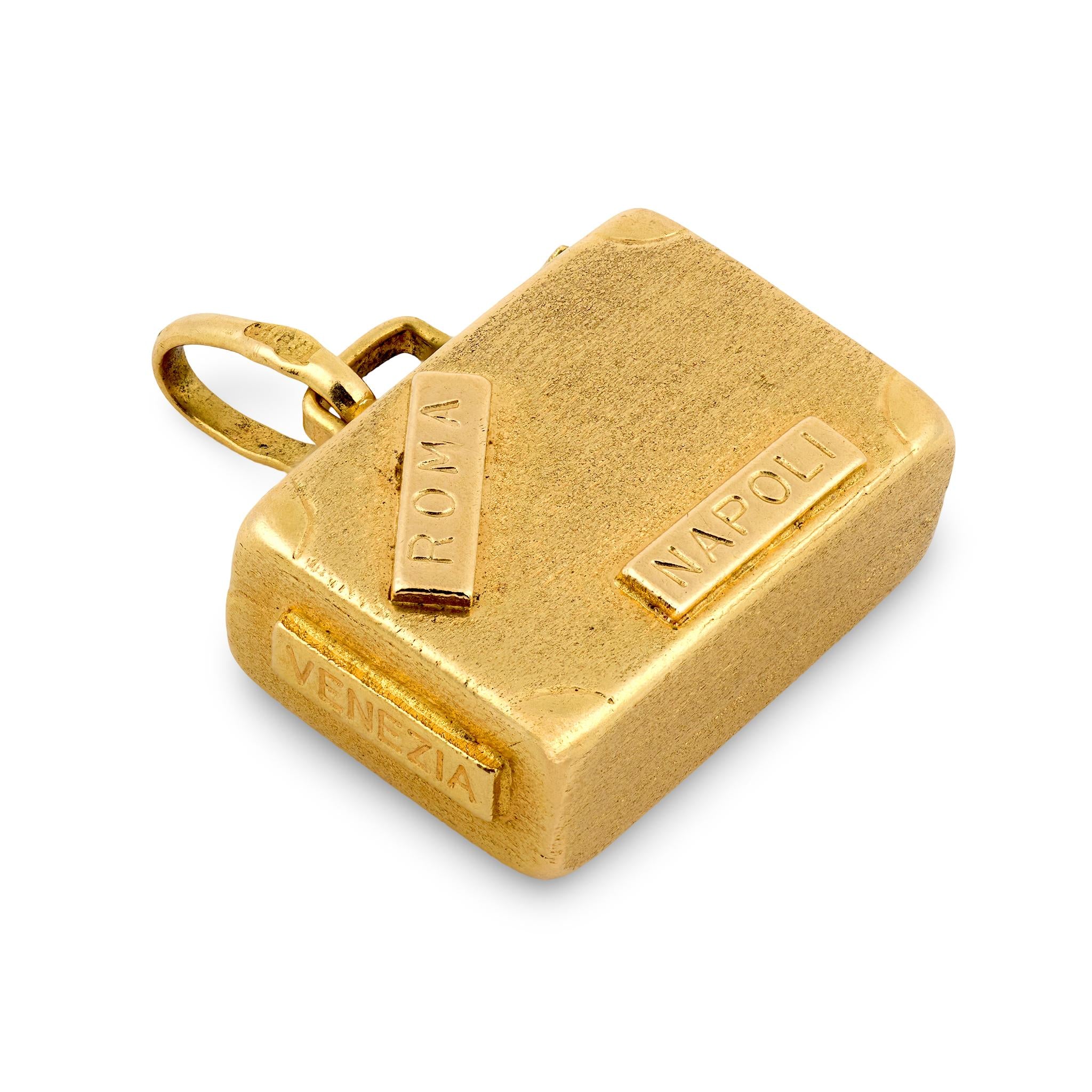 Estate Italian 18k Suitcase Pendant/Charm