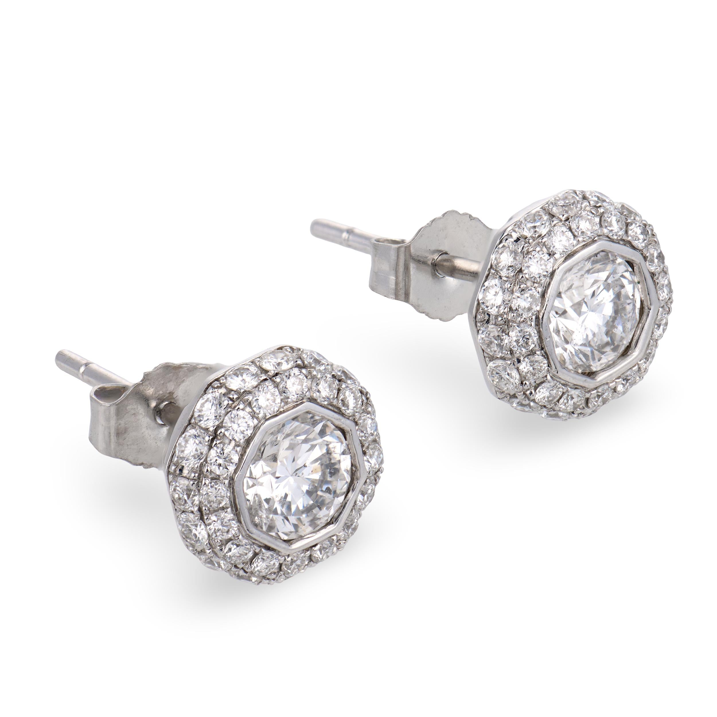 ARYA Estate 14k Diamond Halo Earrings