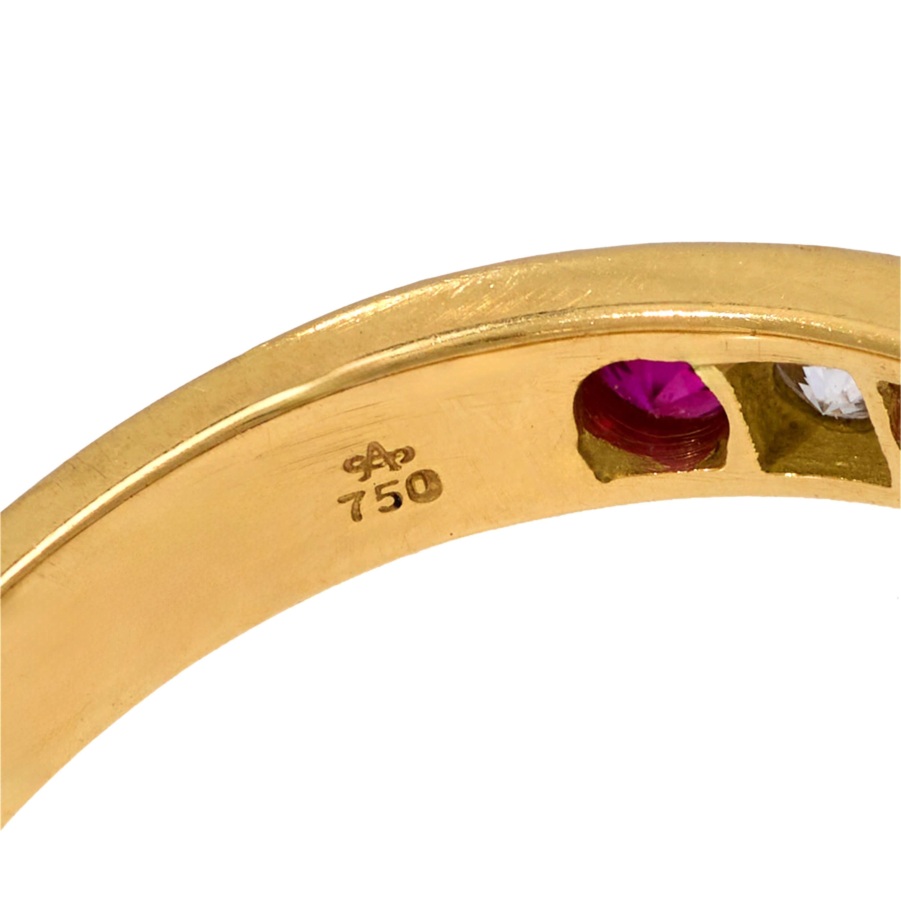 Estate 18k Ruby and Diamond Half Band