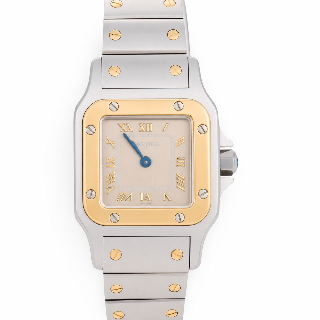 CARTIER Estate 18k/Stainless Steel Santos Two-Tone Ladies Watch